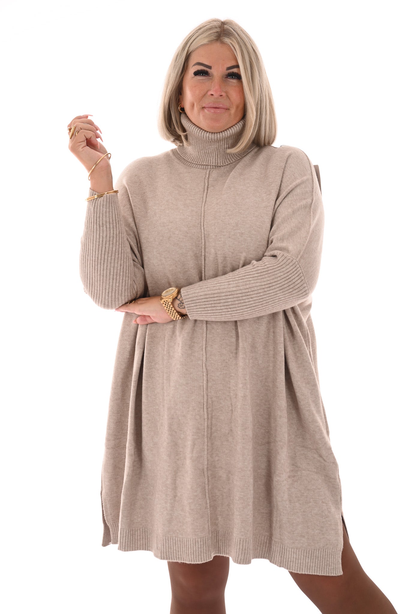 Basic tuniek met col taupe