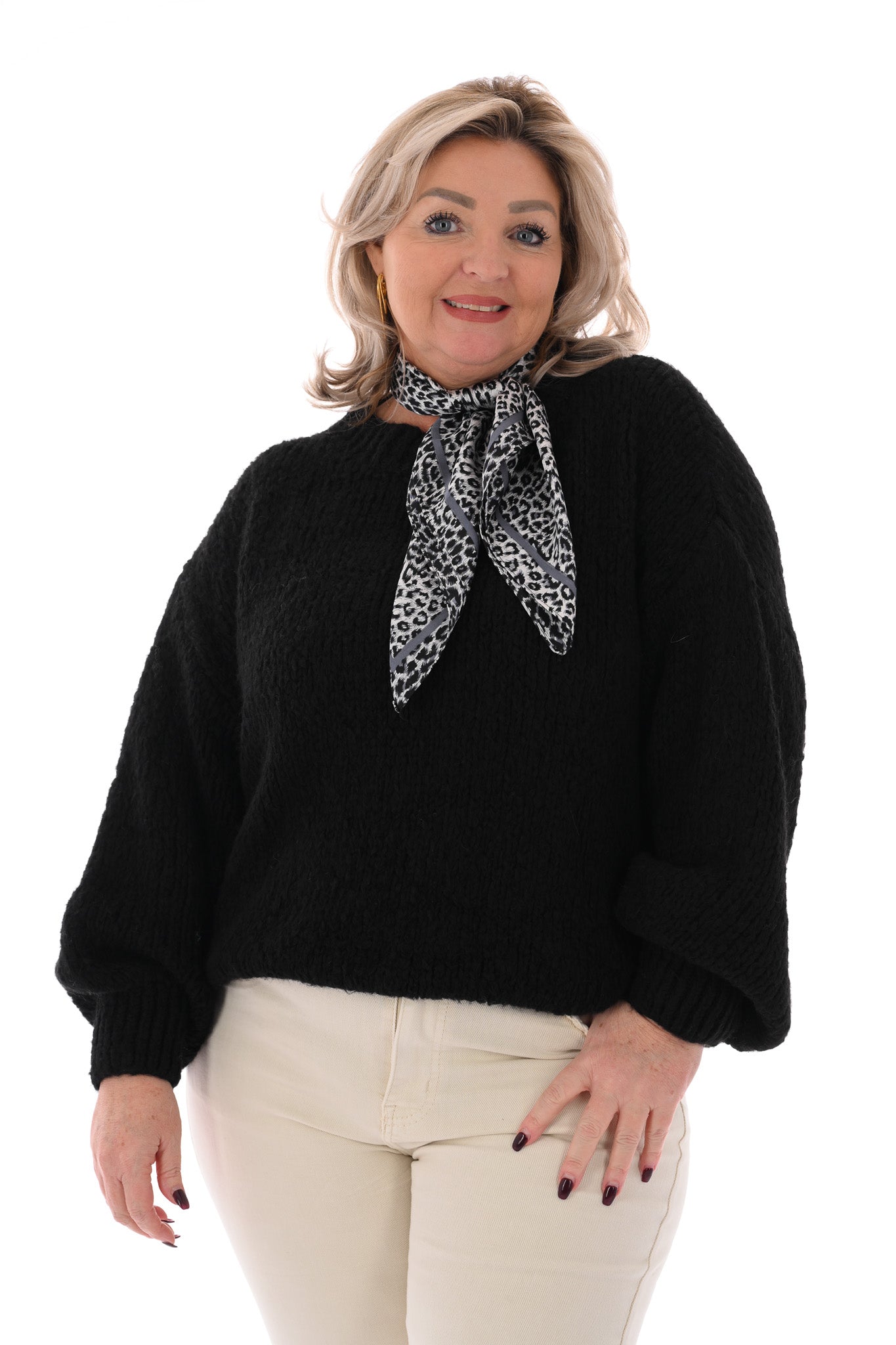 Kort sjaaltje kleine panter grijs