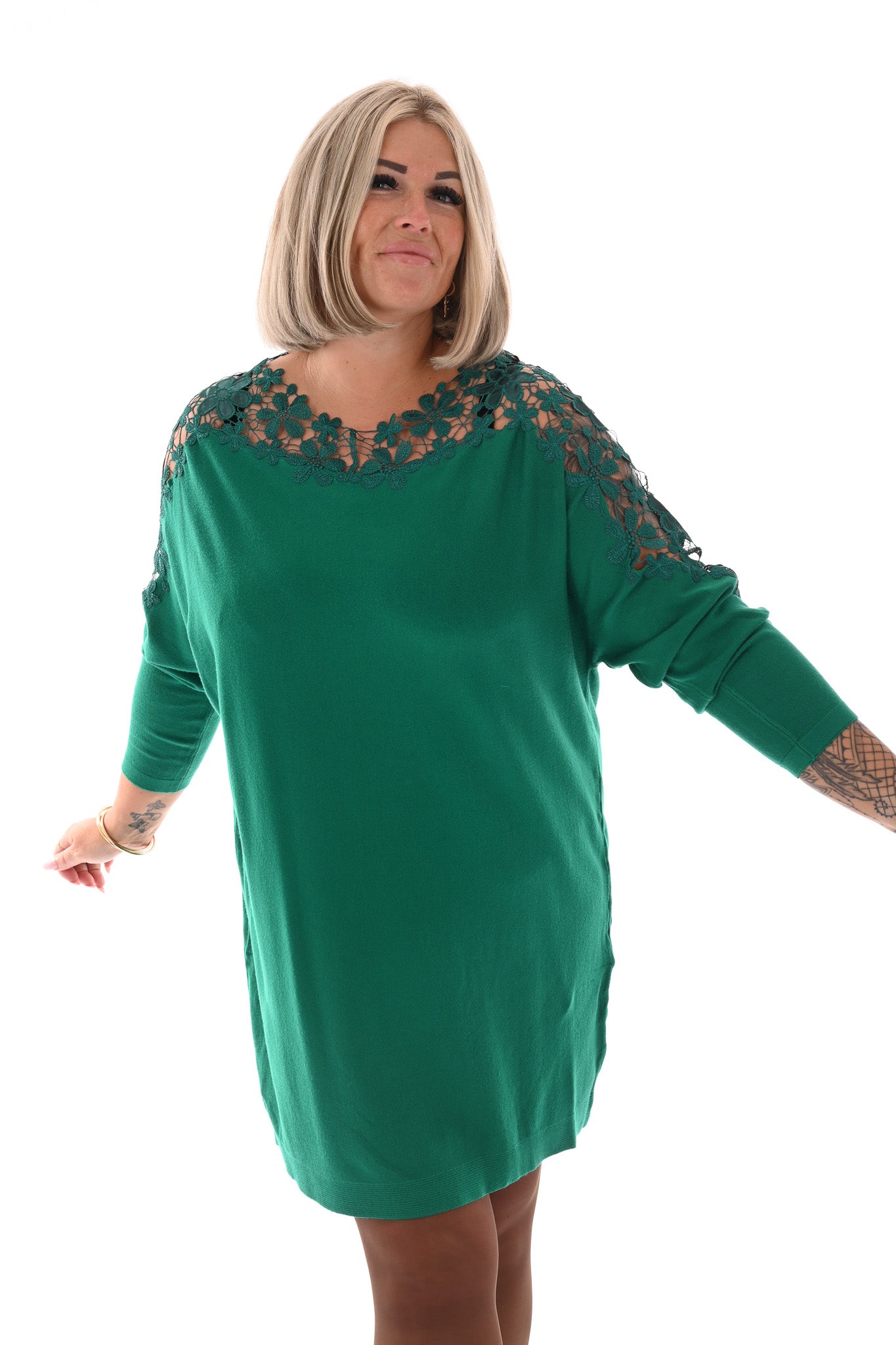 Tuniek bloemenhals groen