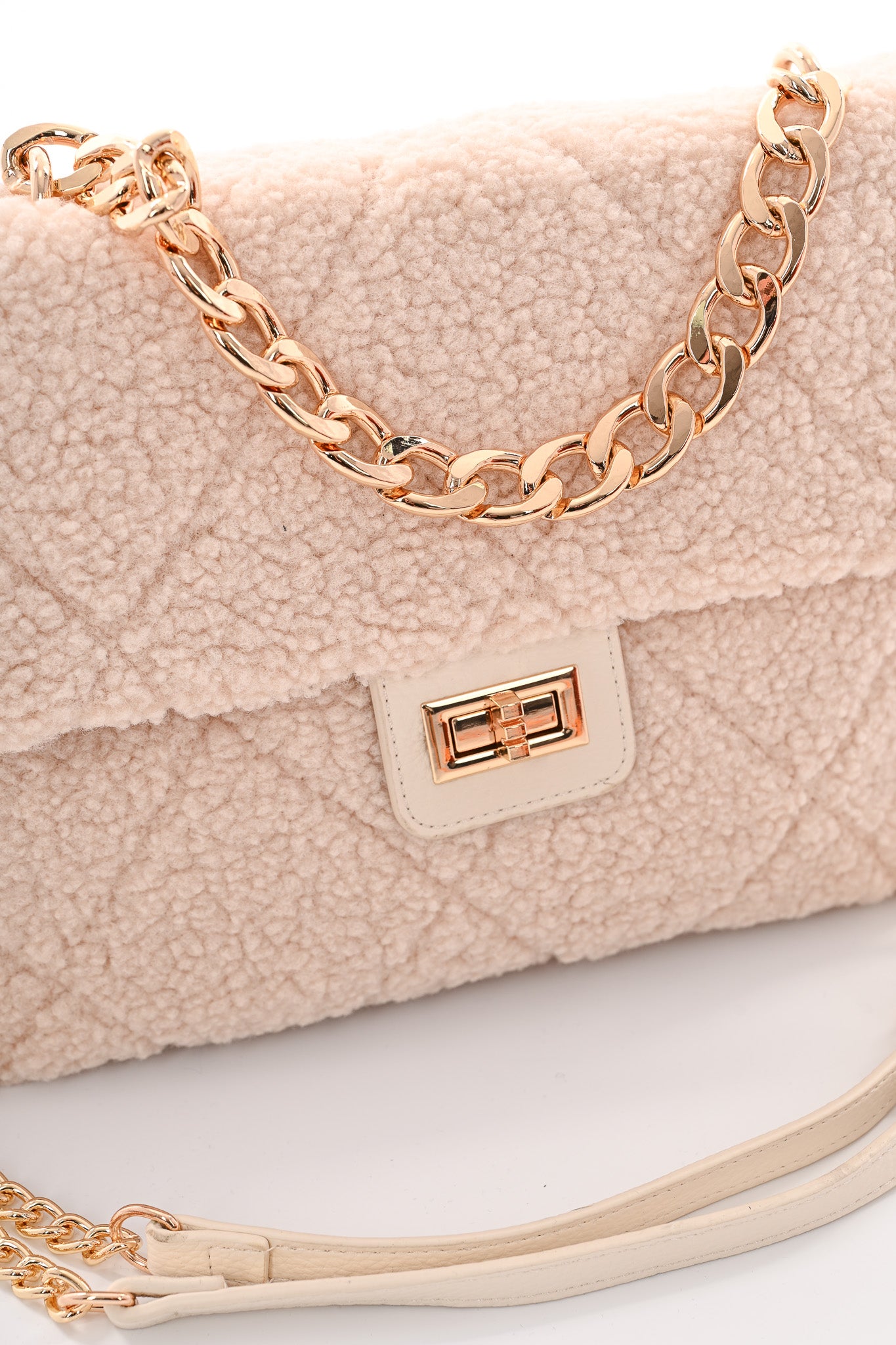 Teddy tas met ketting beige