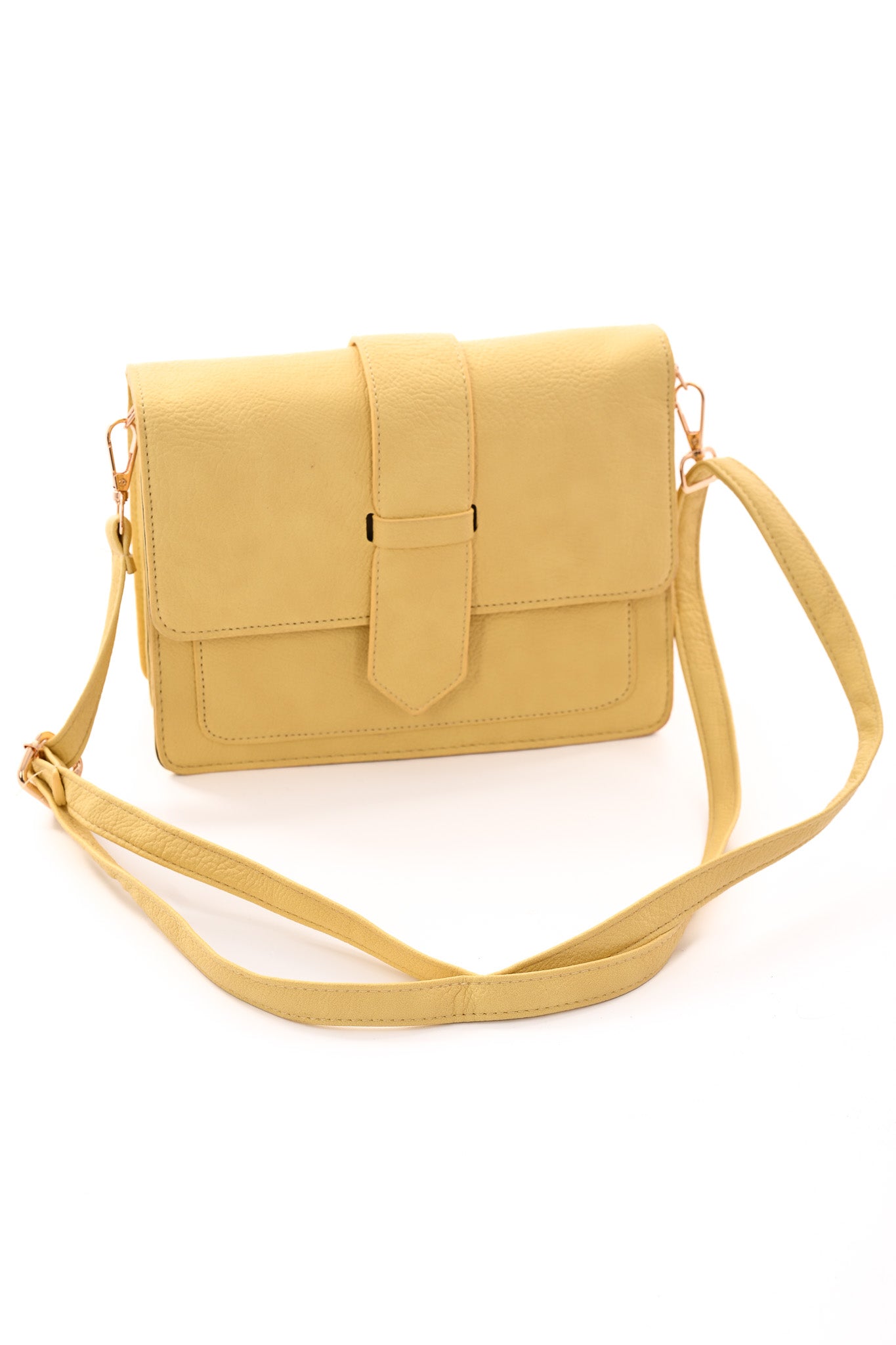 Kleine leren tas botergeel