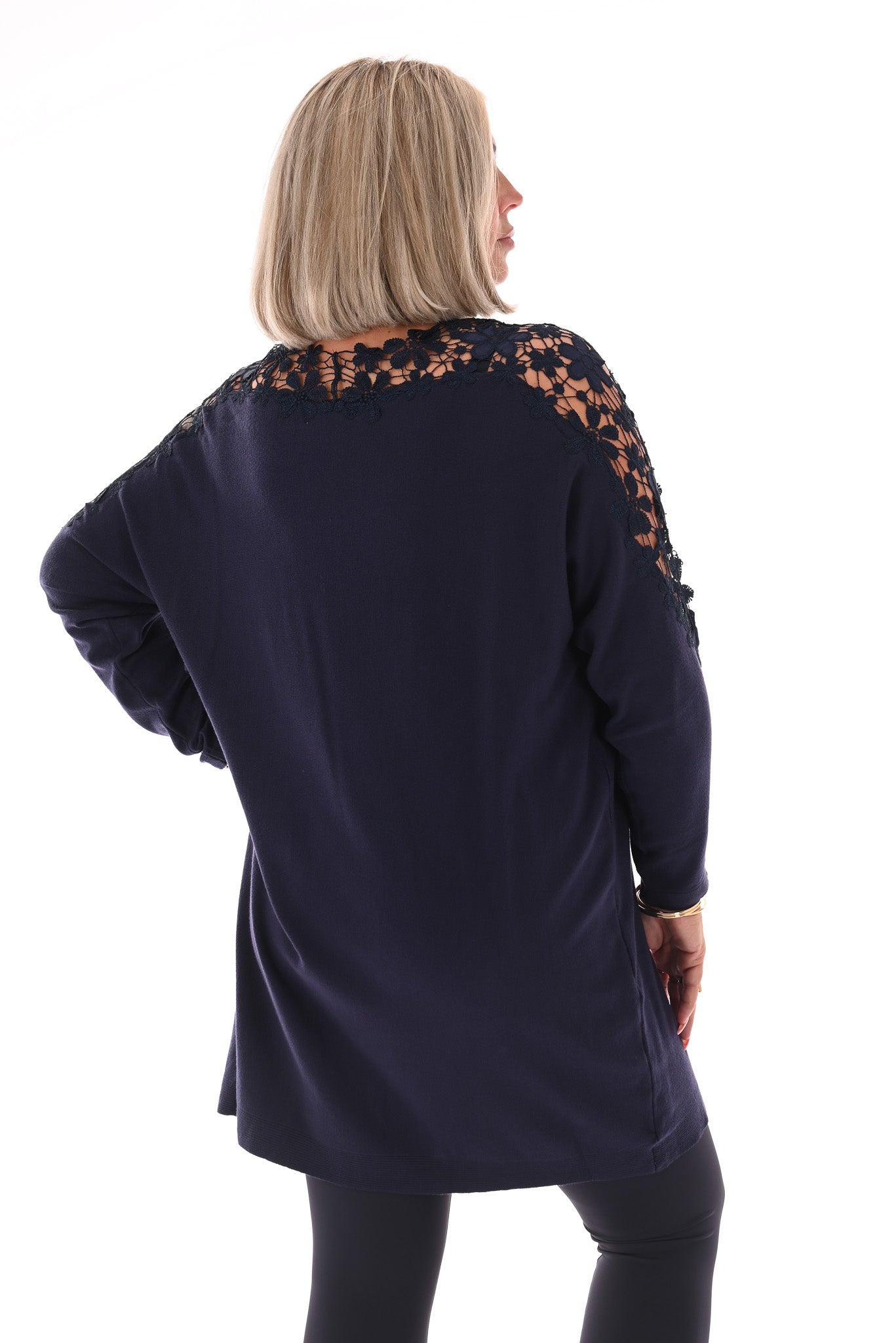 Tuniek bloemenhals marineblauw