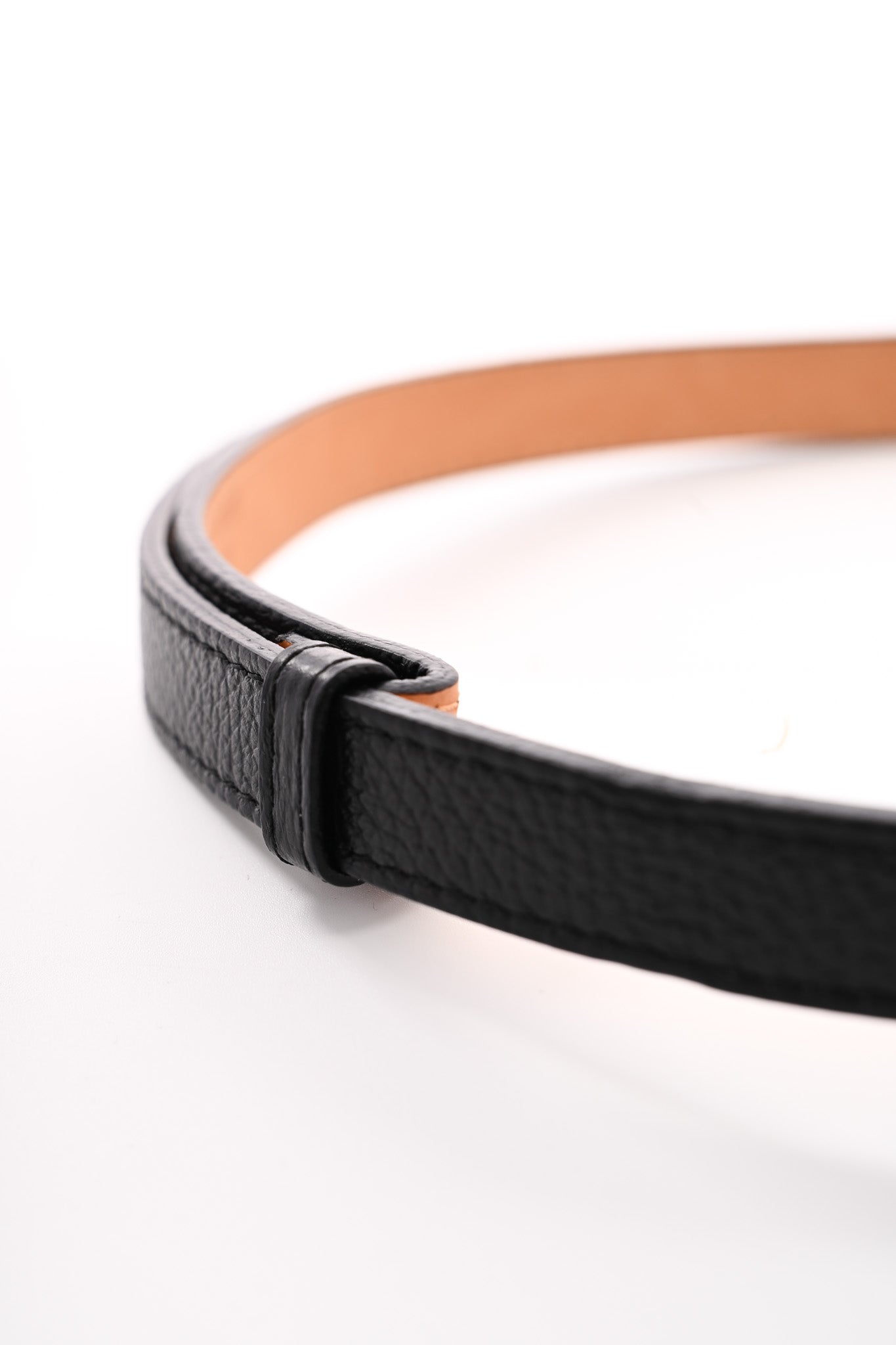 Leren smalle riem met gesp zwart
