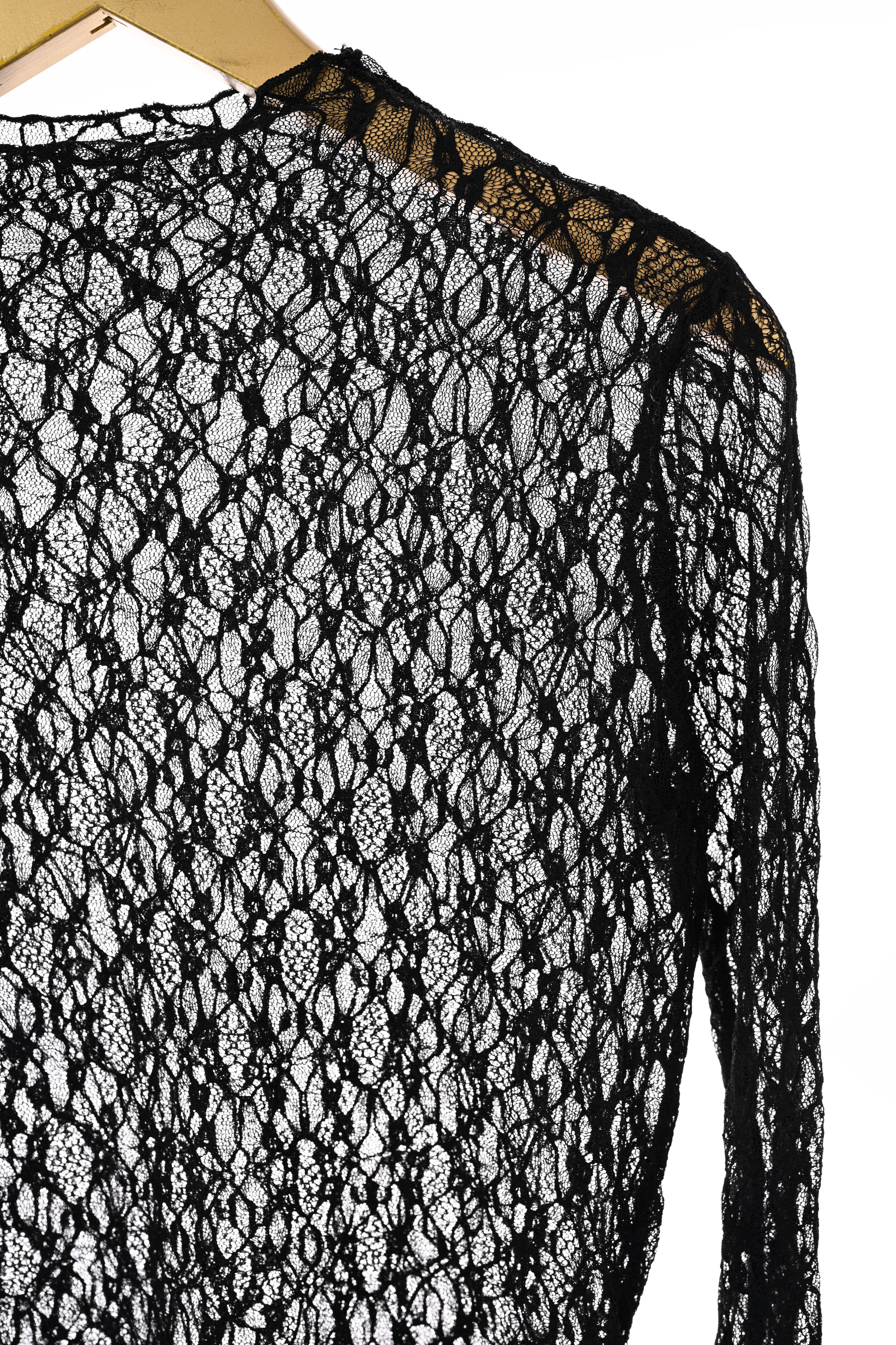 Kanten top trompetmouwen zwart