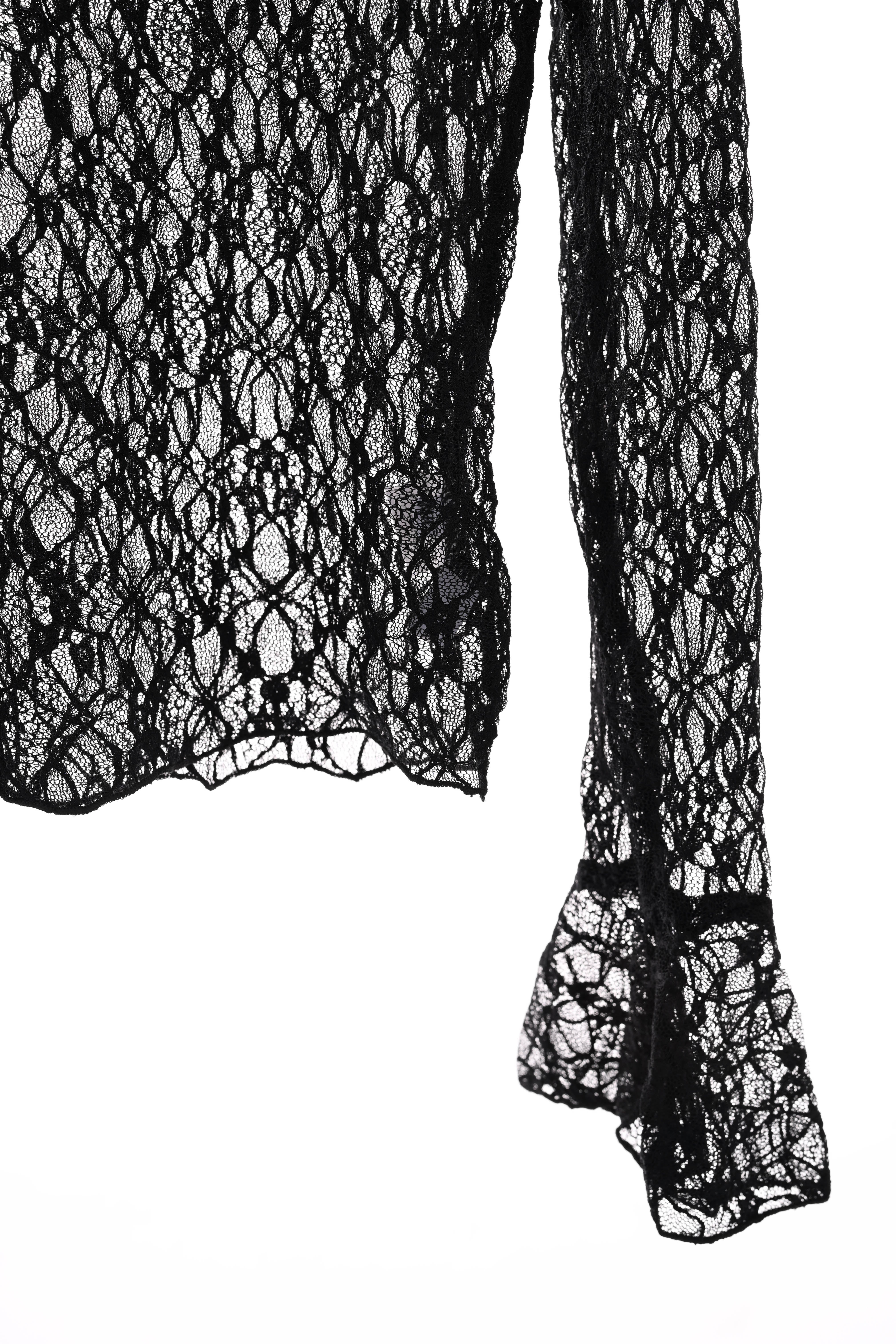 Kanten top trompetmouwen zwart