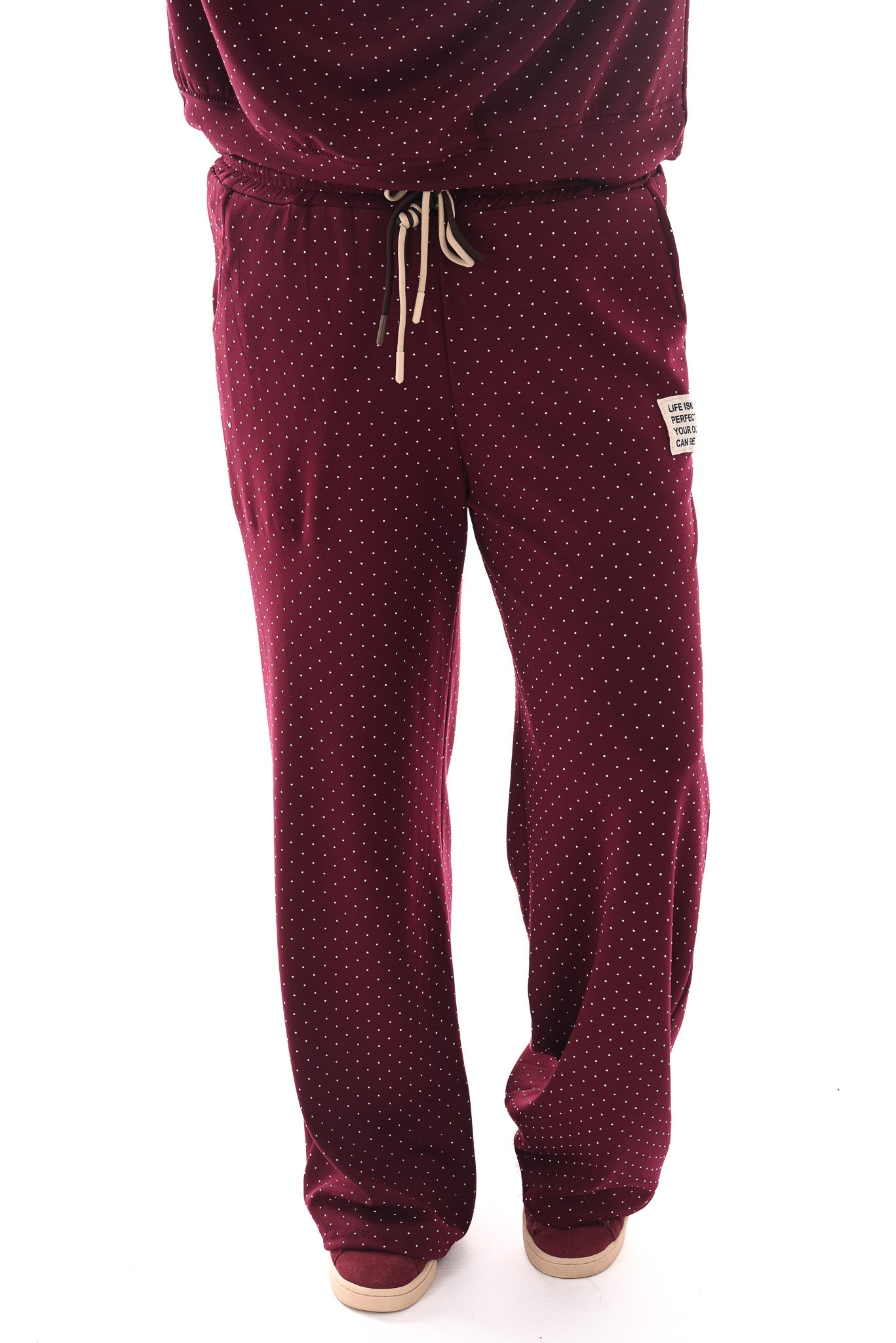 Tweedelig pak applicatie met strass bordeaux