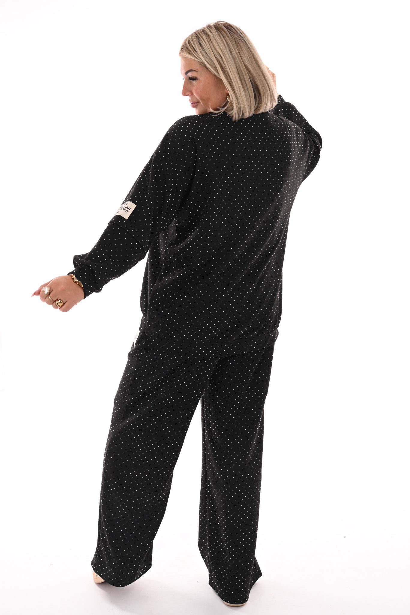 Tweedelig pak applicatie met strass zwart