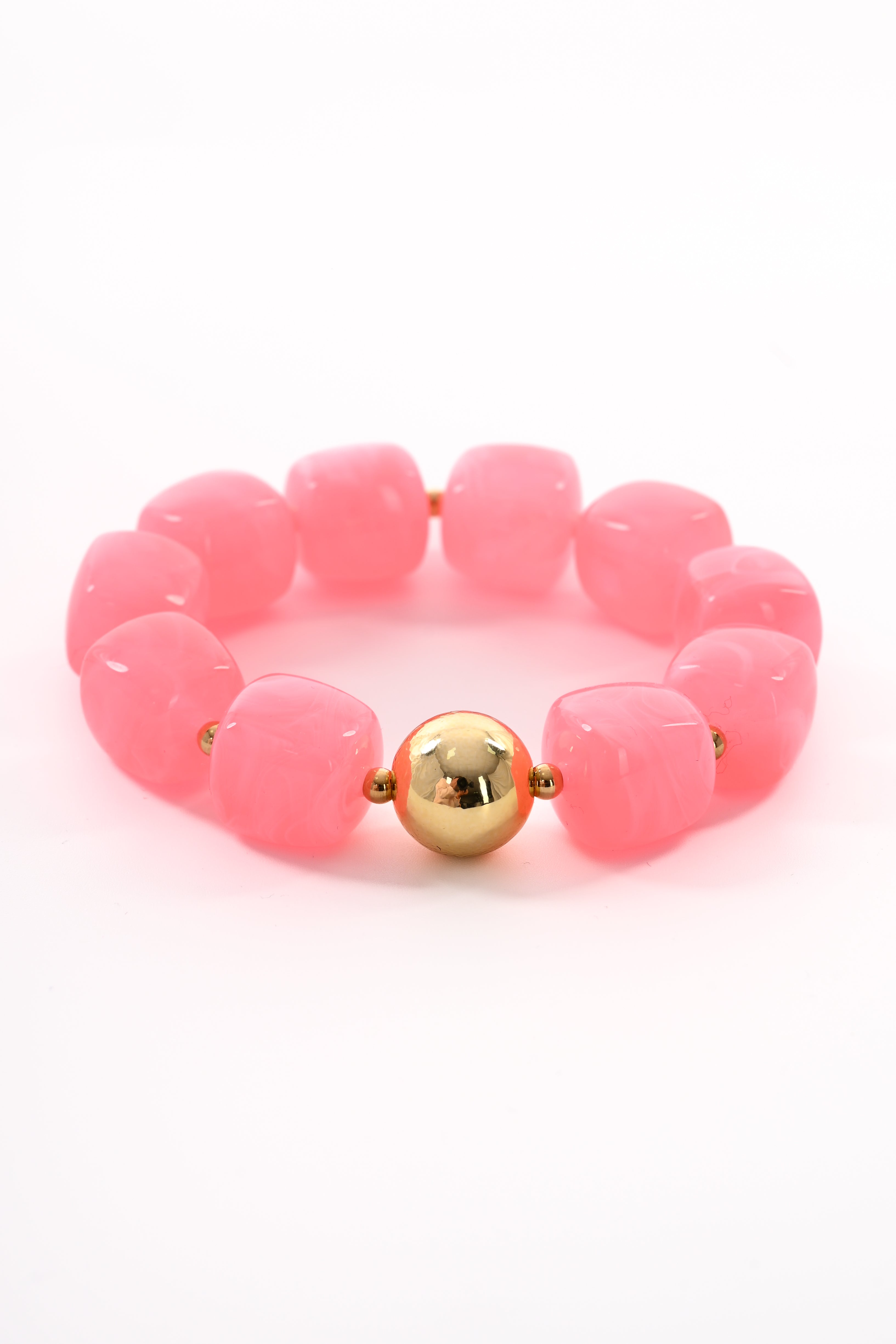 Armband vierkante kralen roze