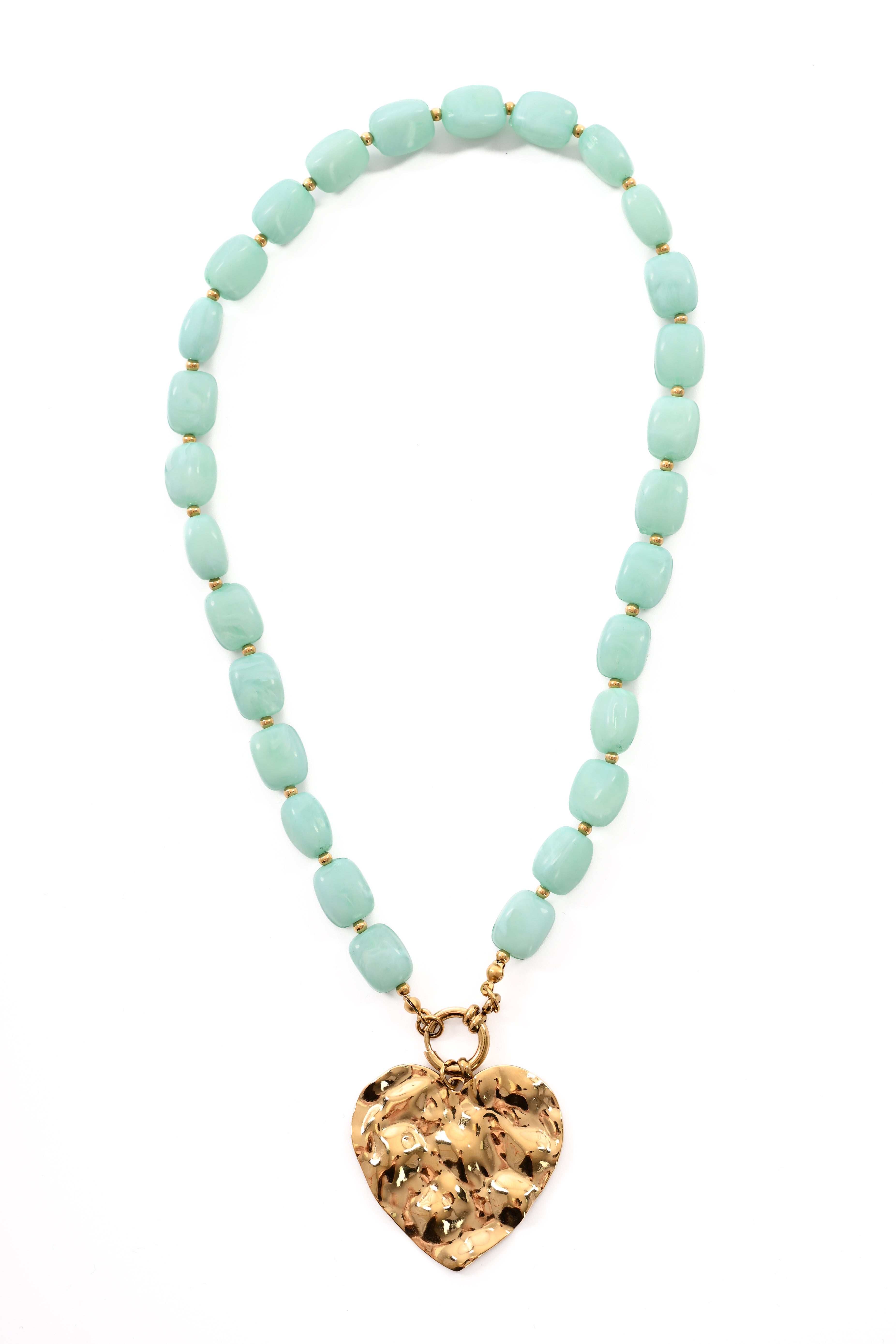 Ketting kralen met hart turquoise