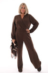 Jumpsuit deluxe v-hals uni bruin
