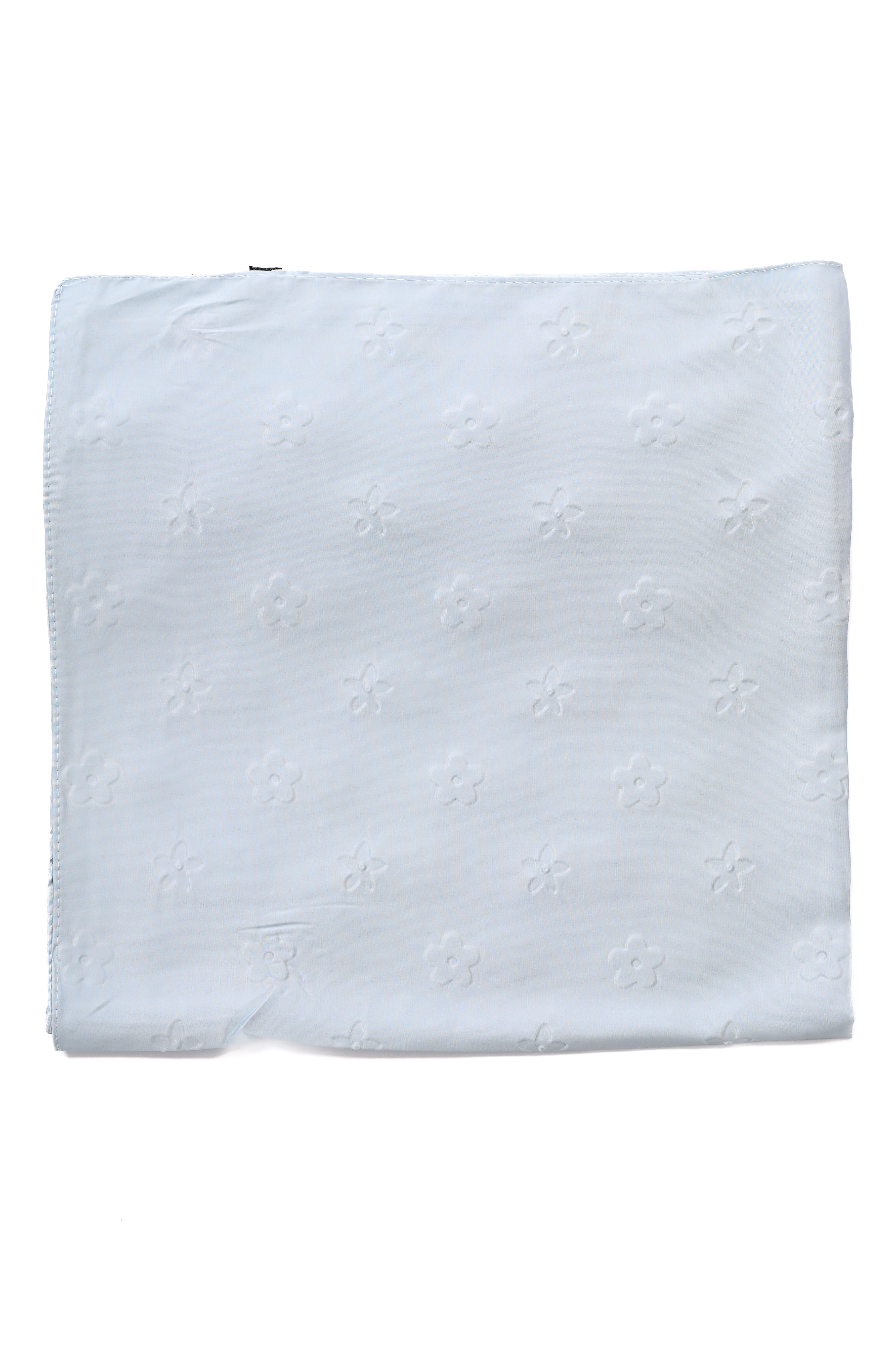 Kort sjaaltje silky bloemen lichtblauw