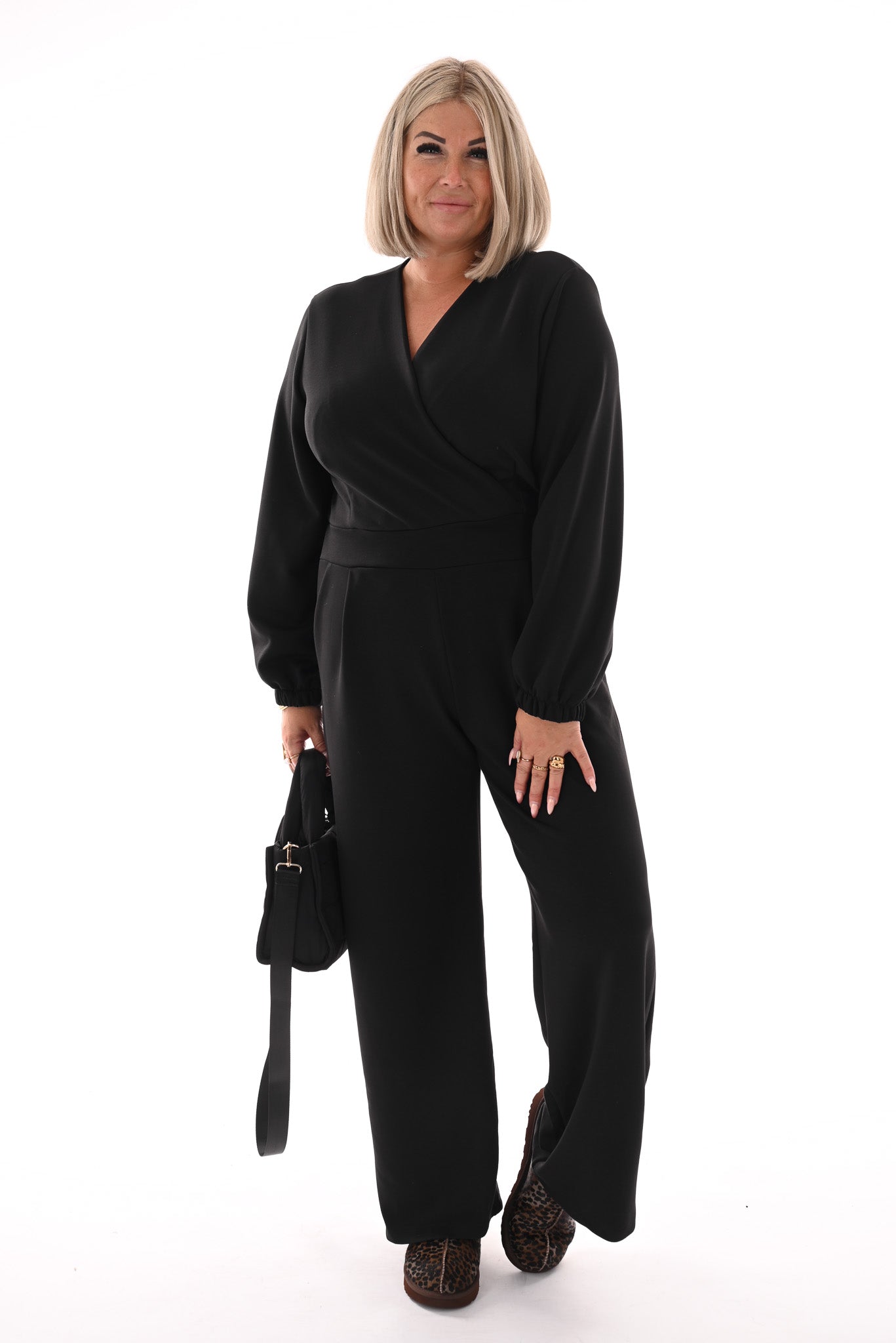 Jumpsuit deluxe v-hals uni zwart