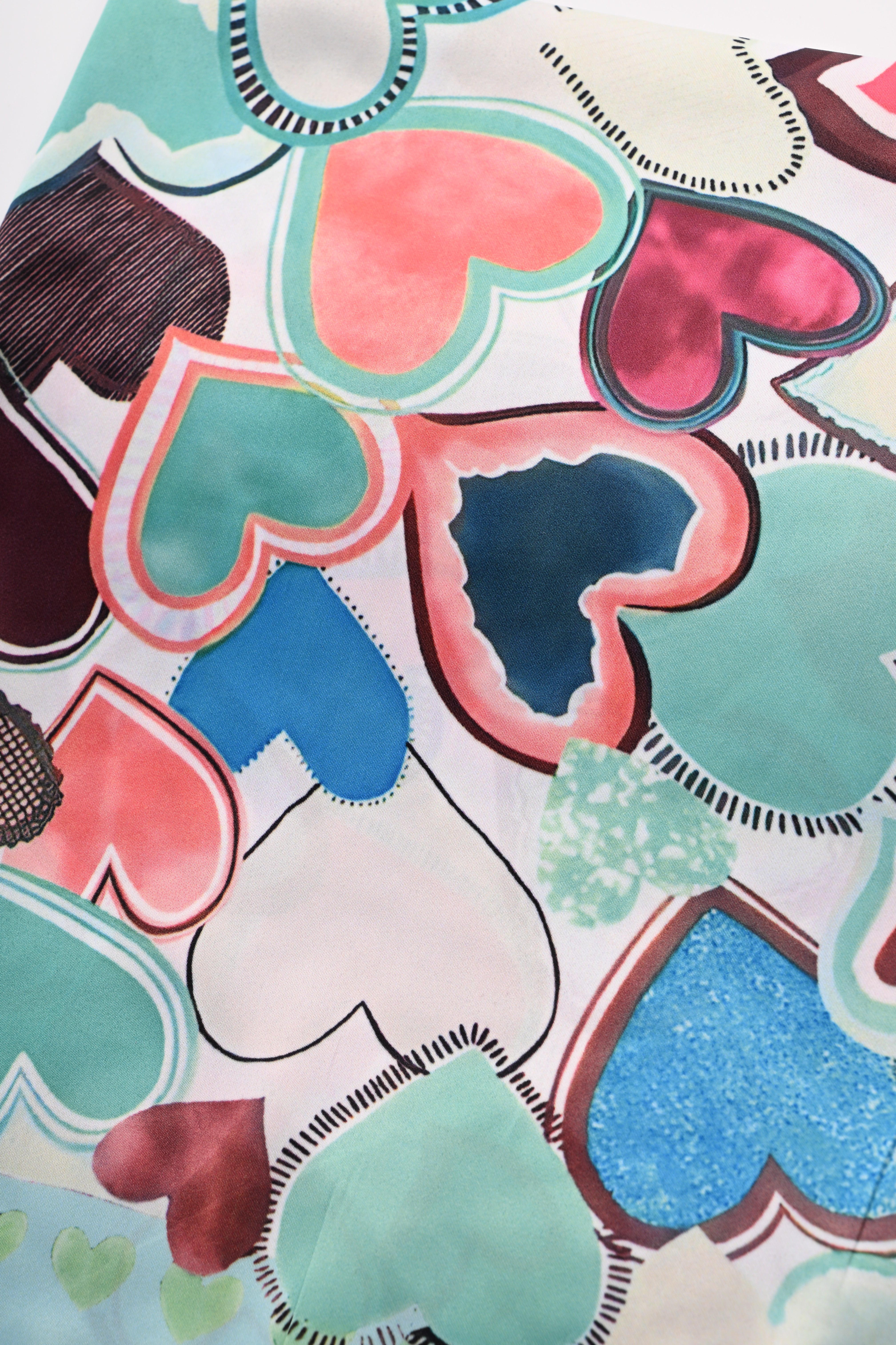 Kort sjaaltje mix hartjes turquoise