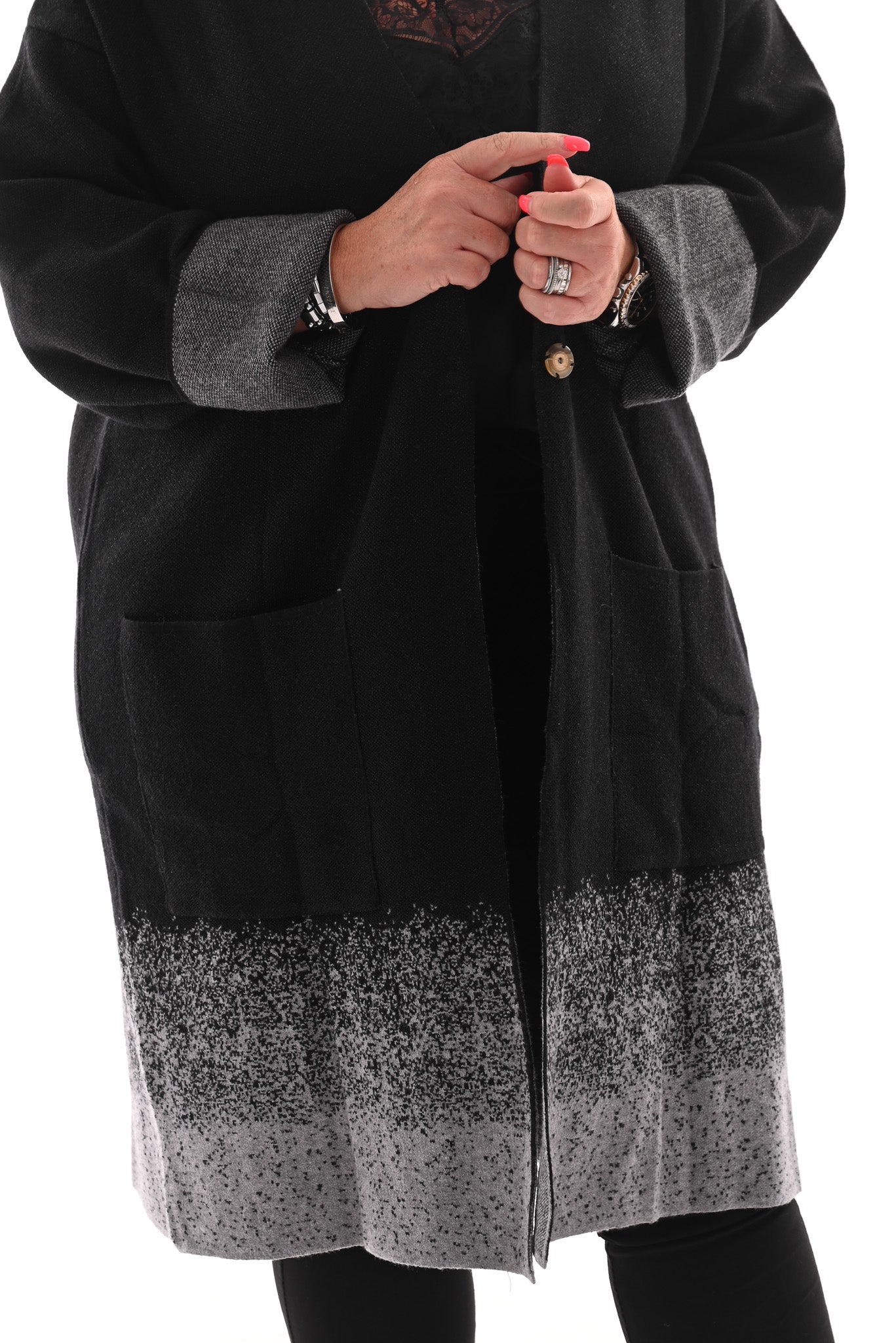 Oversized vest v-hals en grote zakken zwart