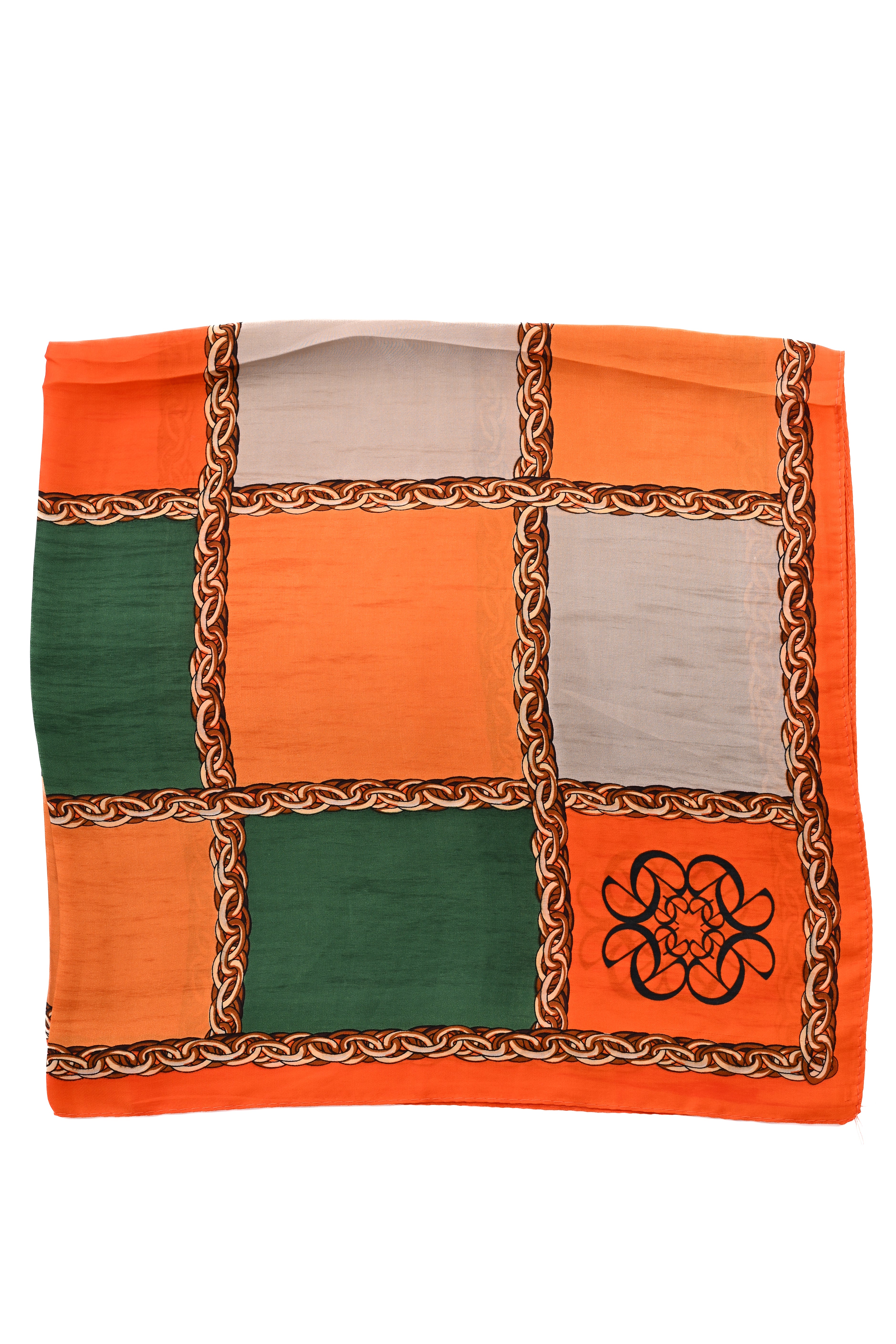 Kort sjaaltje ketting oranje/groen