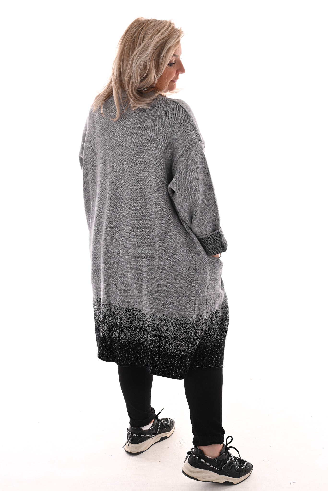 Oversized vest v-hals en grote zakken grijs