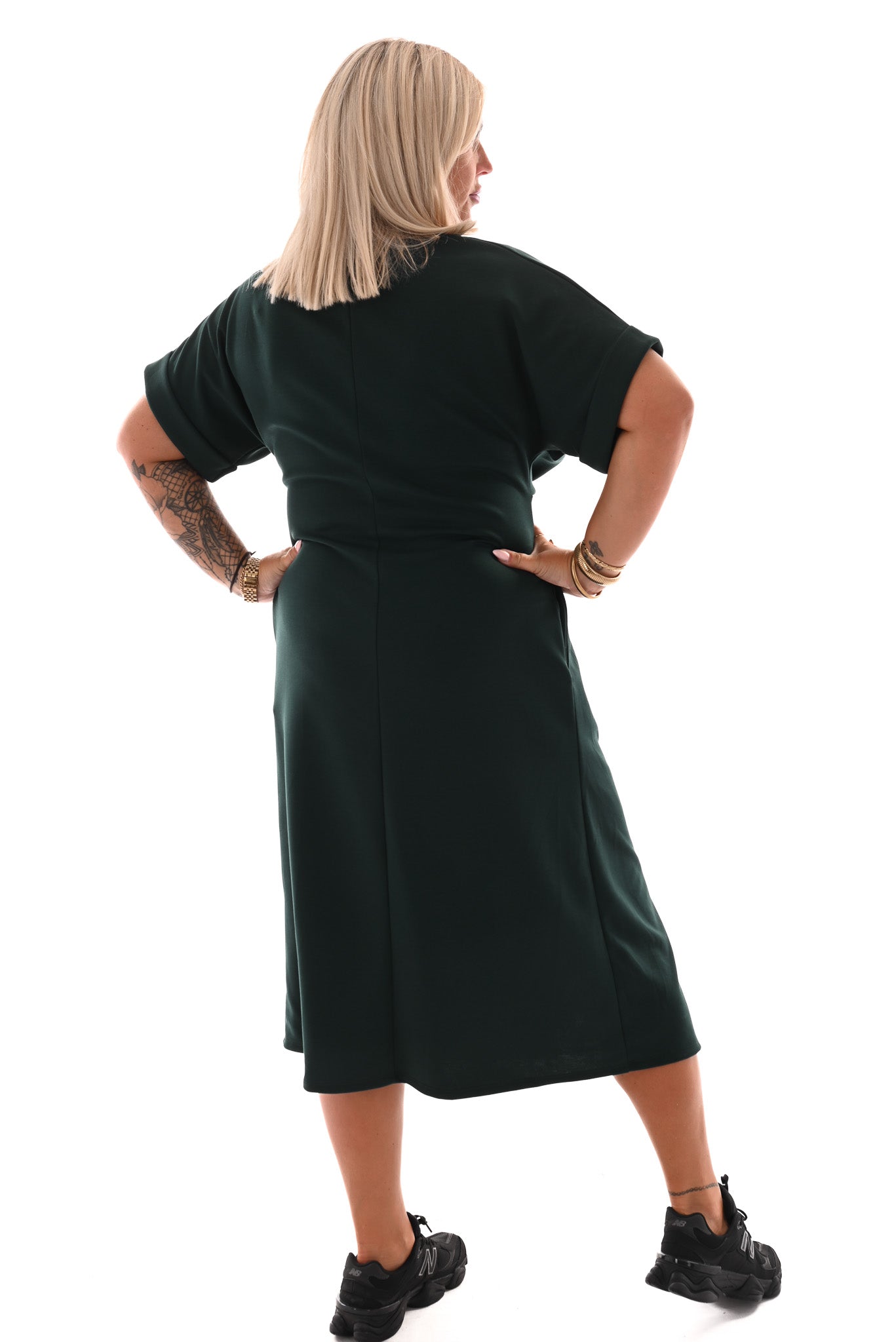 Jurk taille knoop flessengroen