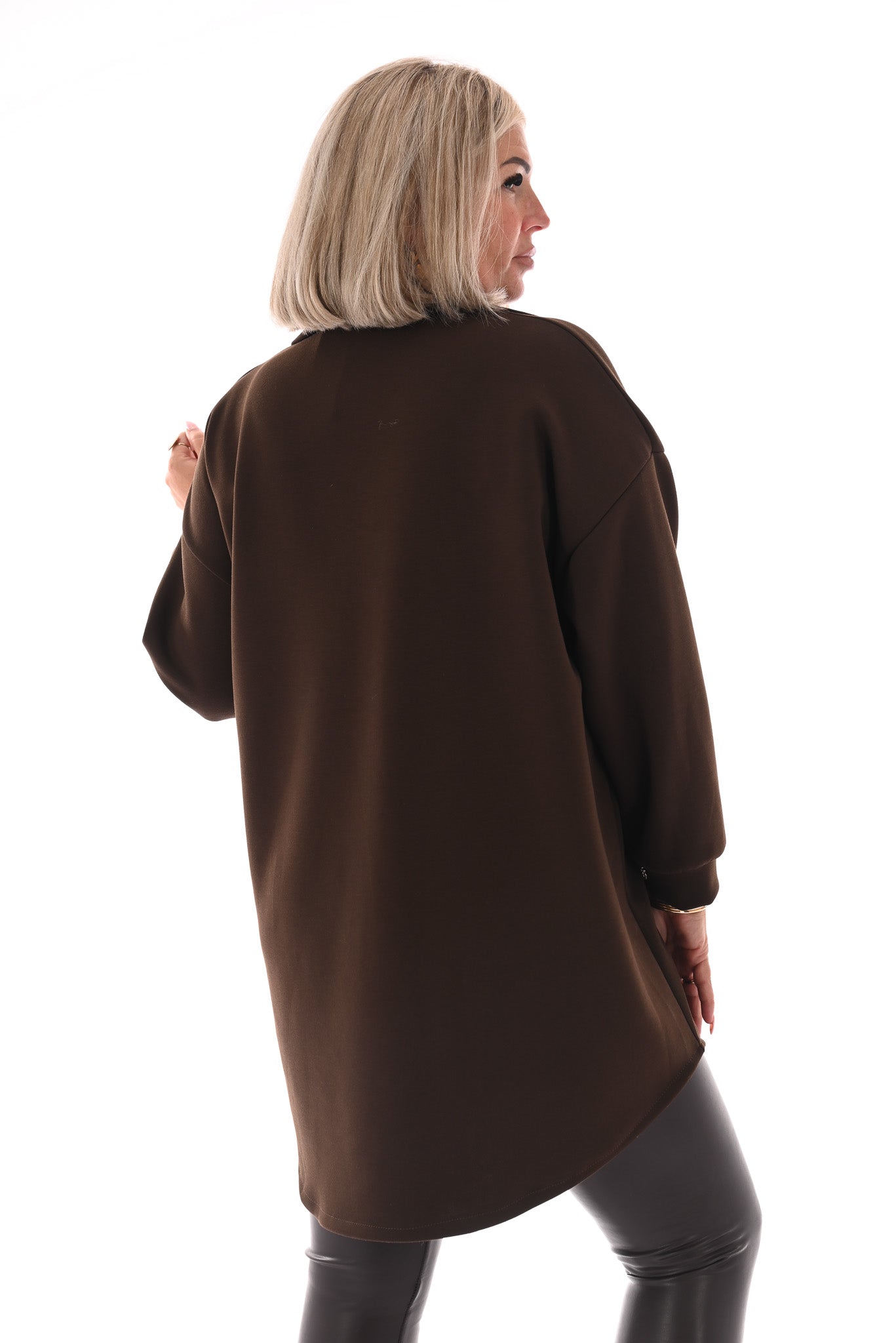 Half lange doorknoop blouse uni bruin