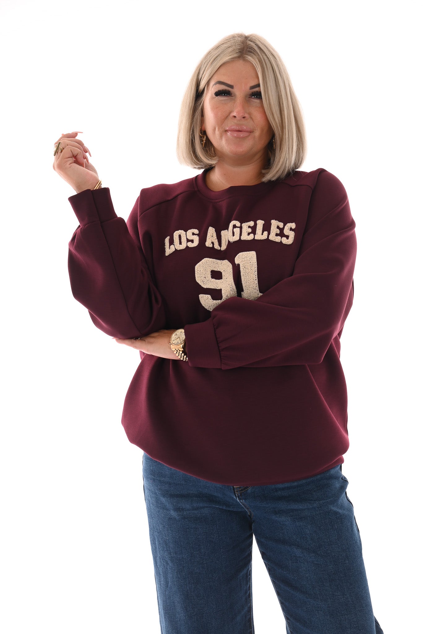 Sweater Los Angeles 91 aubergine