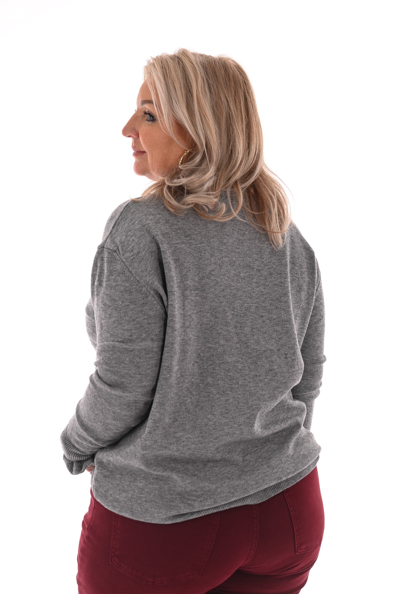 Basic trui roezelkraag grijs