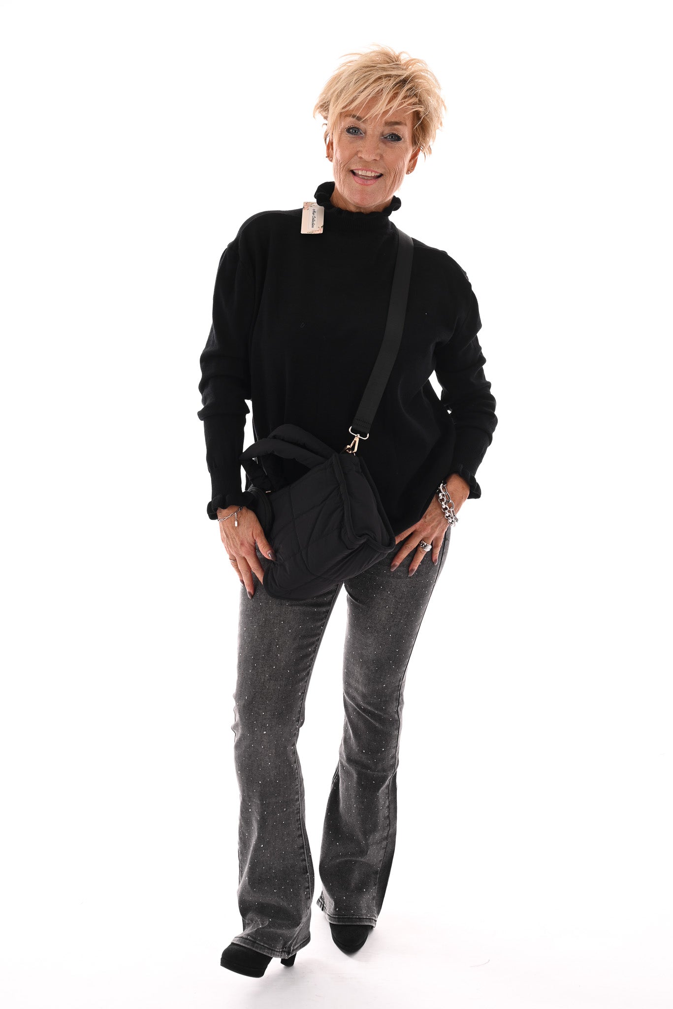 Basic trui roezelkraag zwart