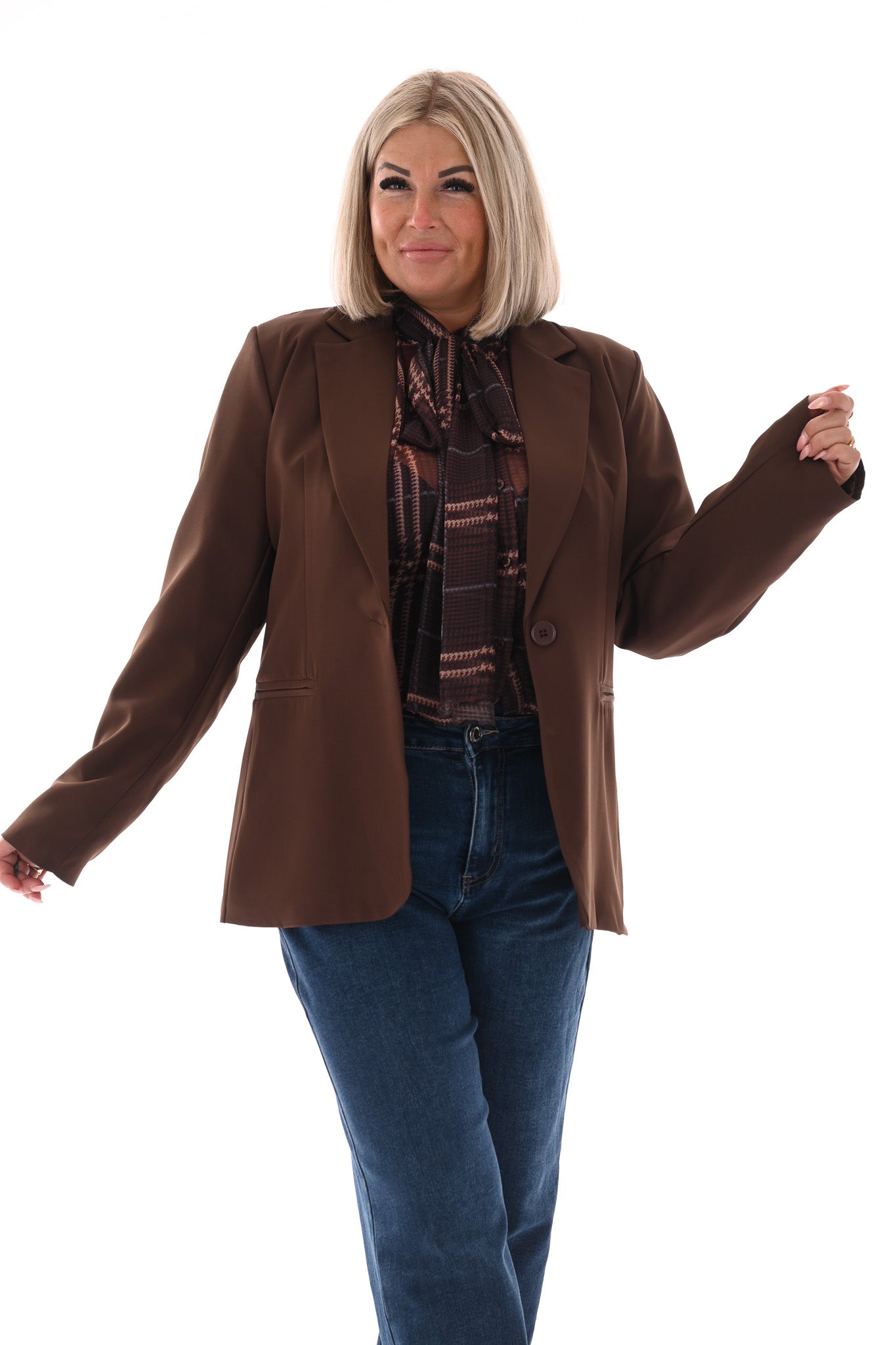 Blazer uni donkerbruin