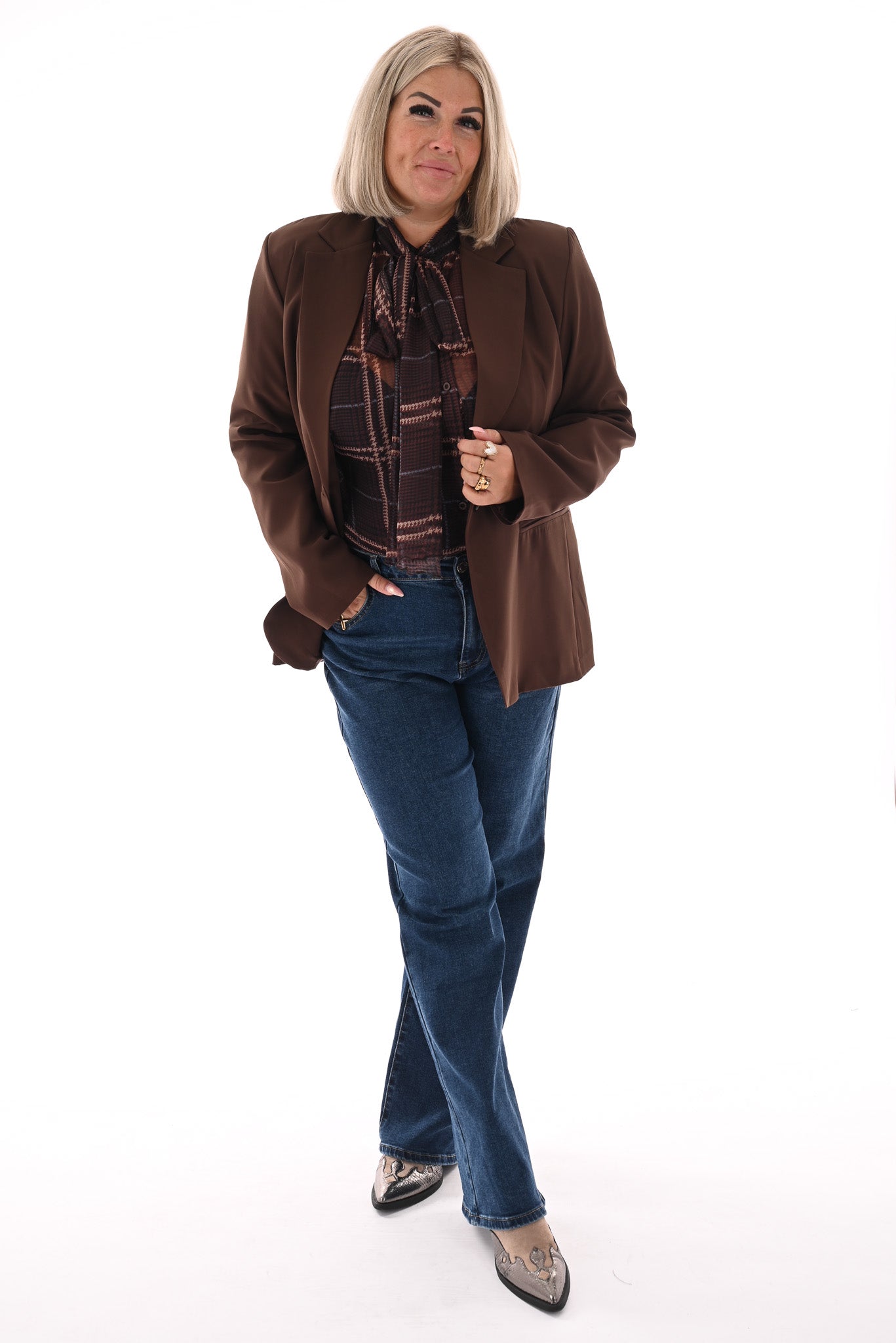 Blazer uni donkerbruin