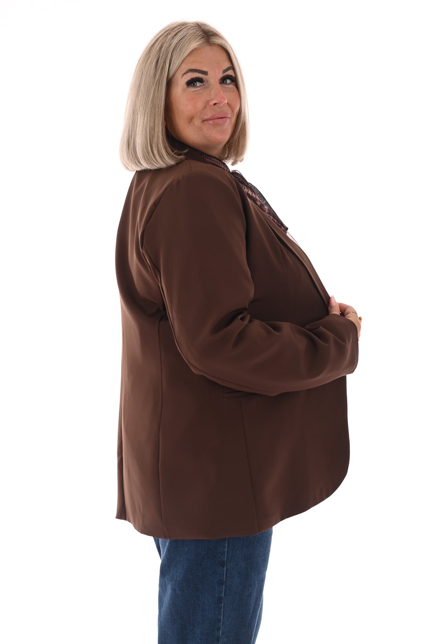 Blazer uni donkerbruin