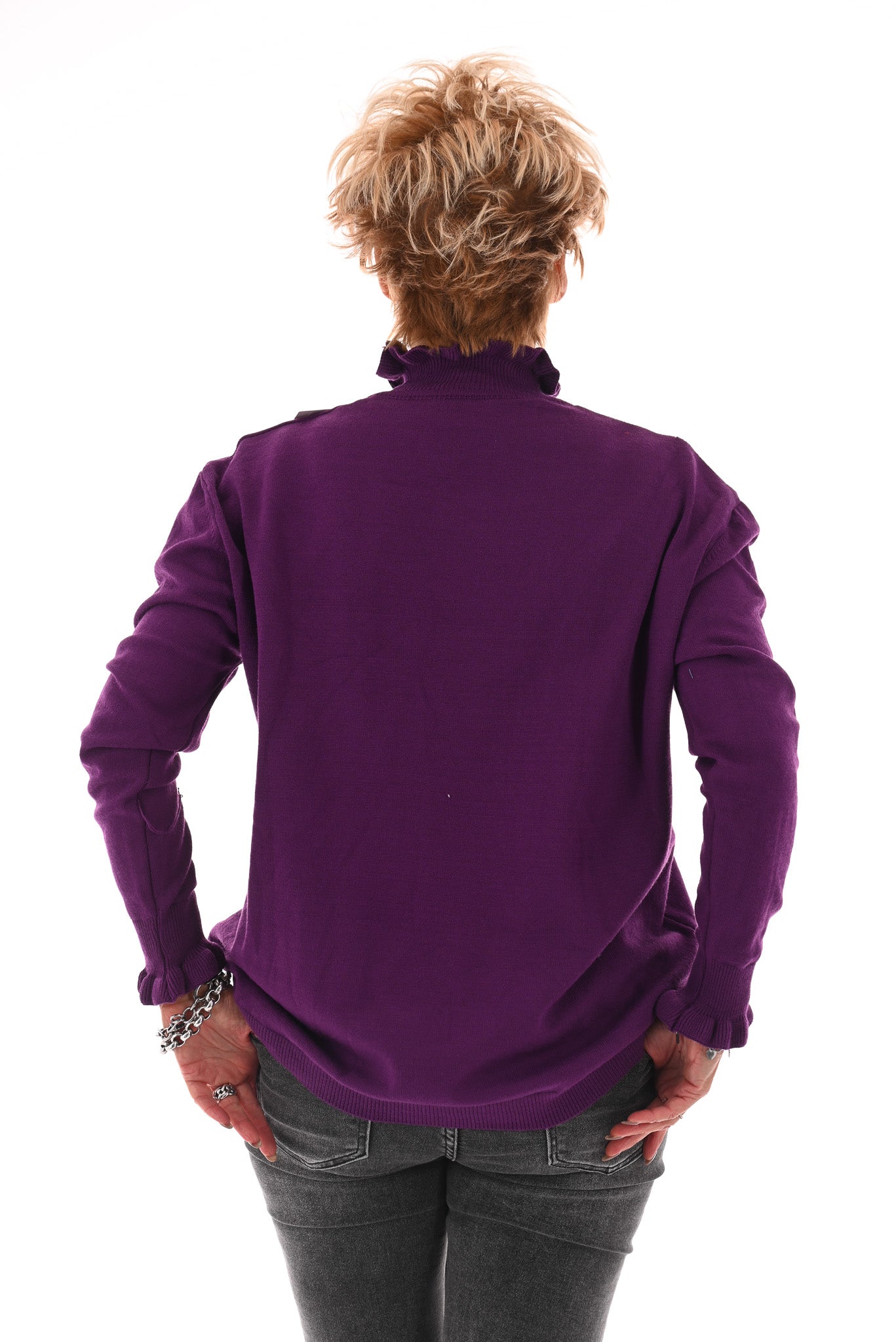 Basic trui roezelkraag paars