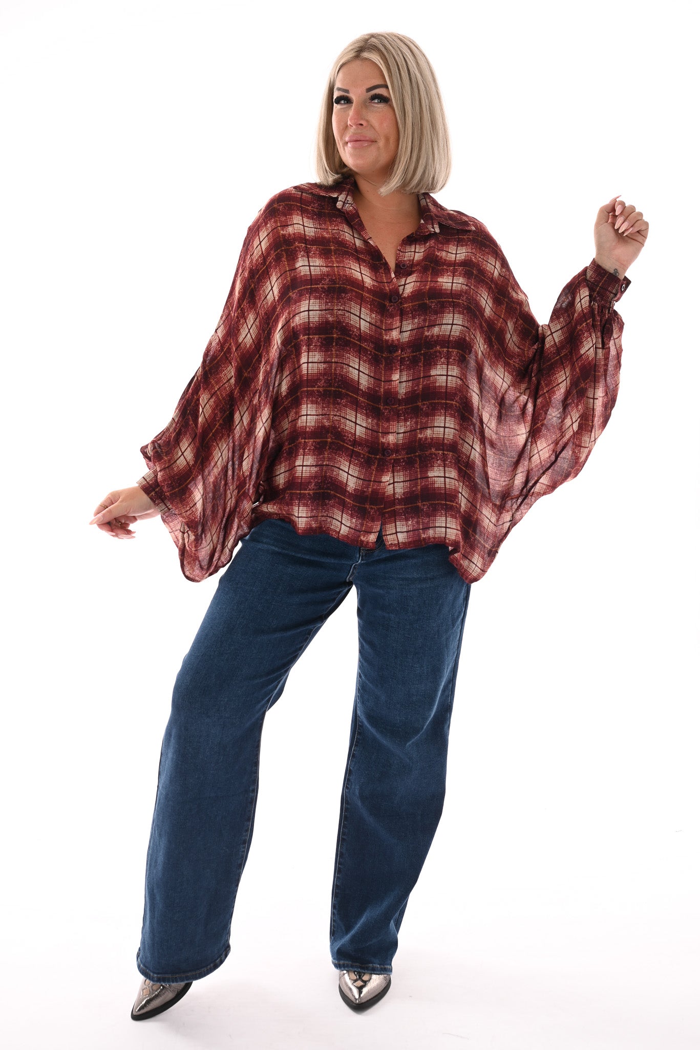 Houthakkers vleermuis blouse bordeaux