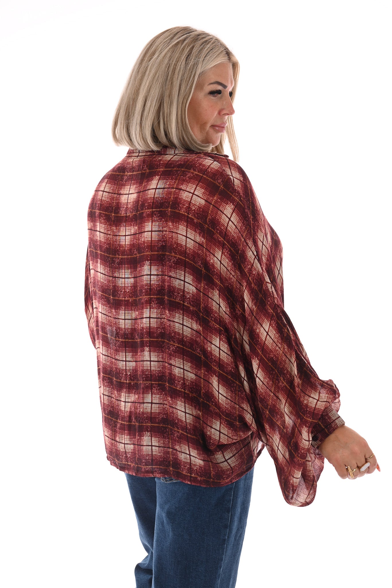 Houthakkers vleermuis blouse bordeaux