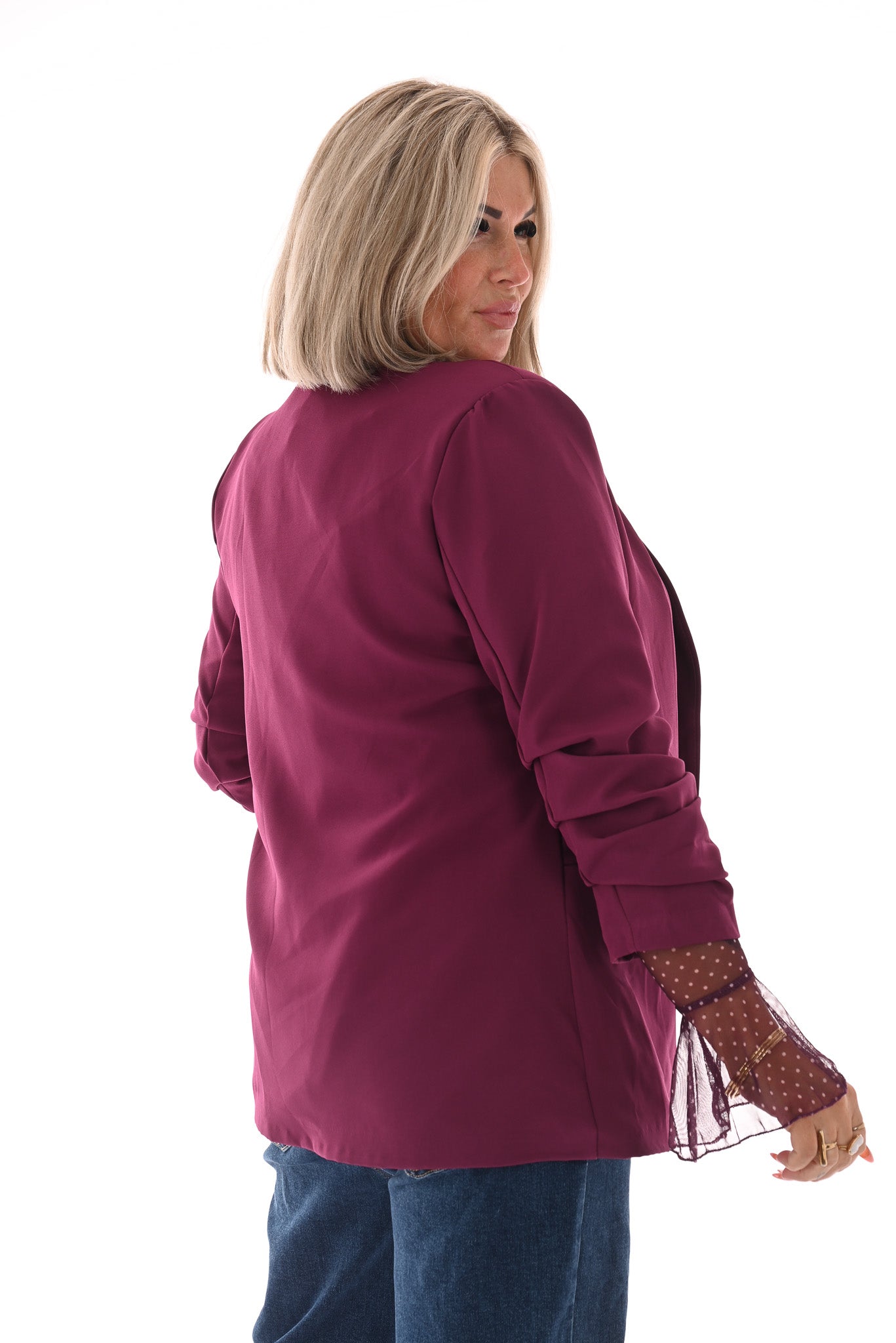 Blazer gedrapeerde mouwen magenta