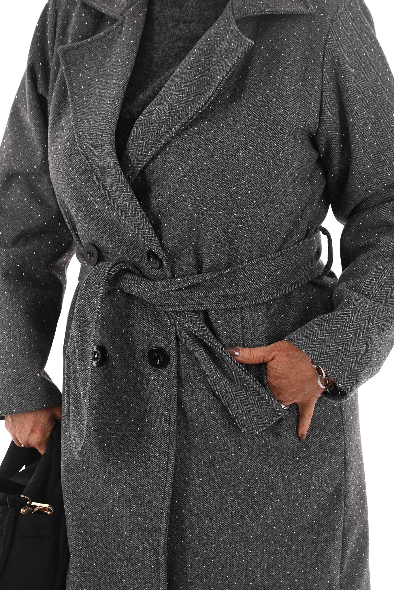 Manteljas strass antraciet