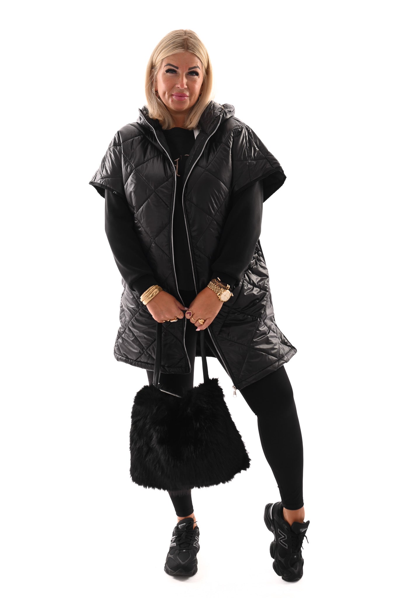 Faux fur handtas zwart