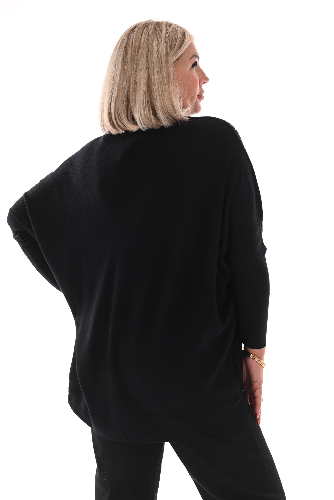 Trui met strassmix zwart