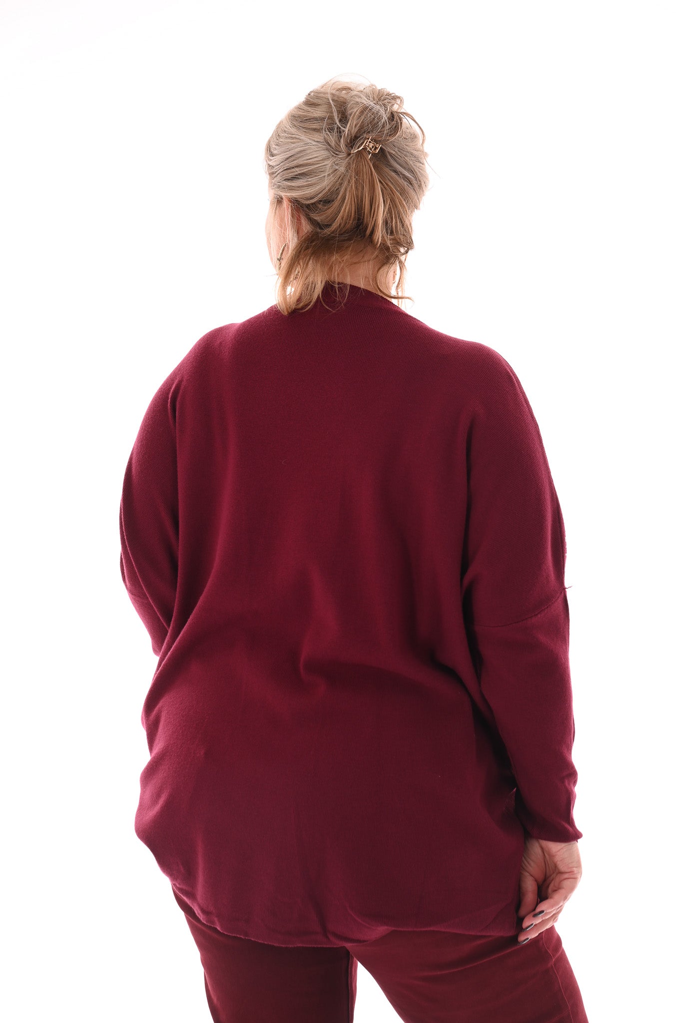 Trui met strassmix bordeaux