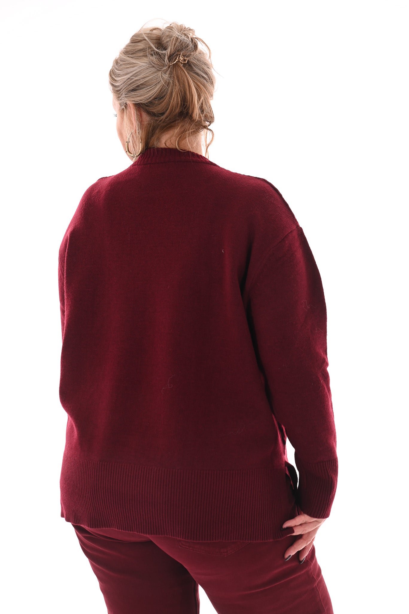 Trui kabels strass bordeaux