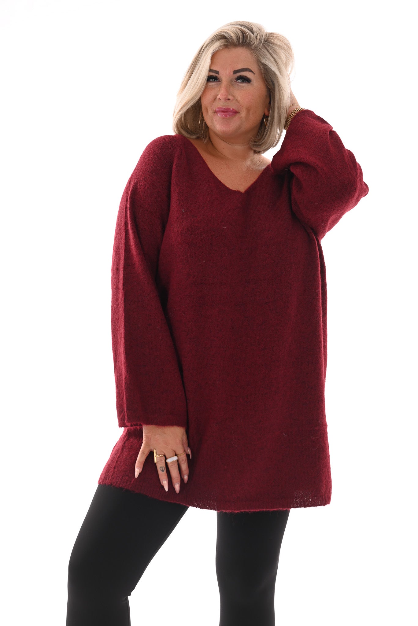 Trui v-hals bordeaux