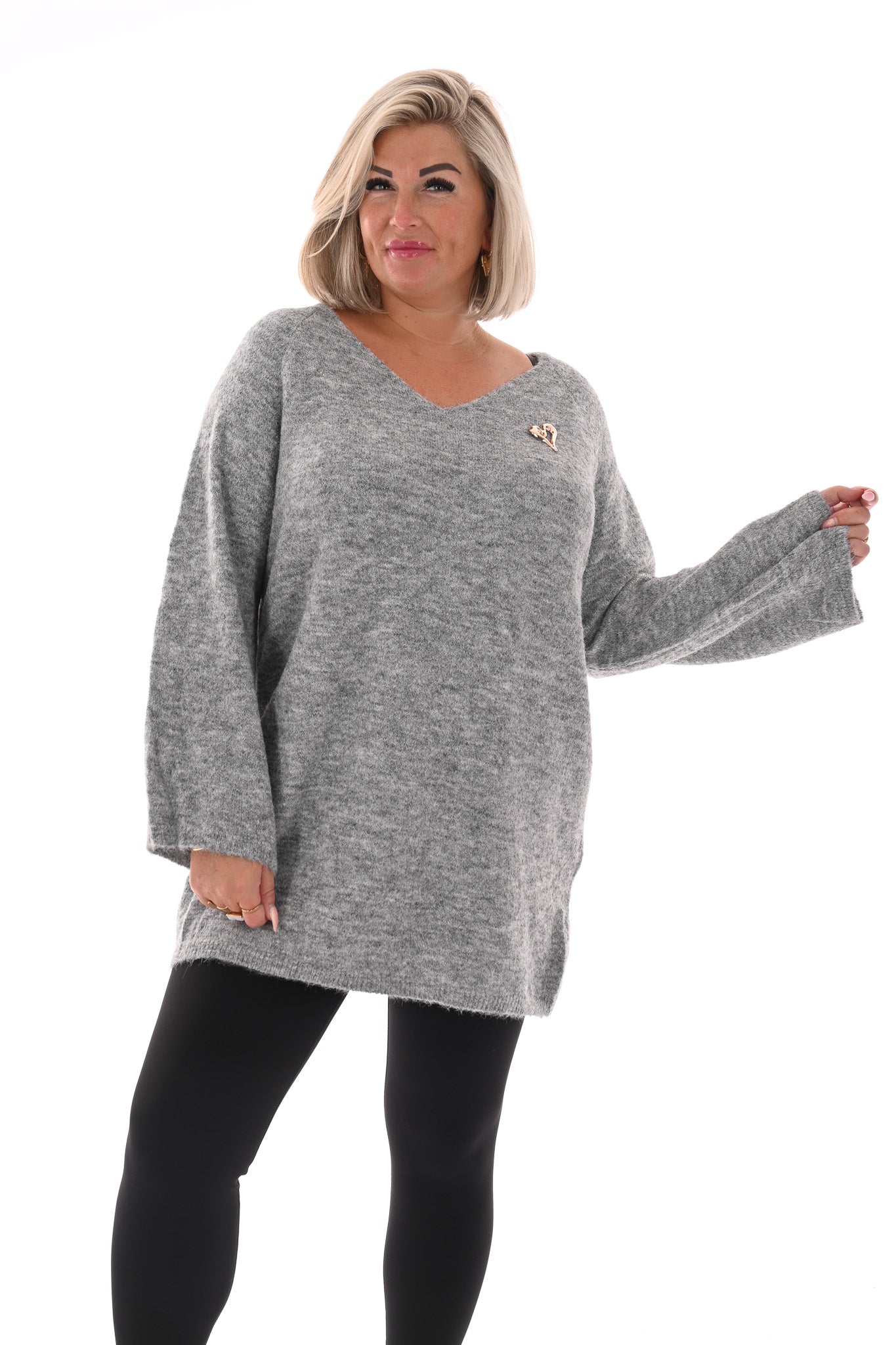 Trui v-hals lichtgrijs