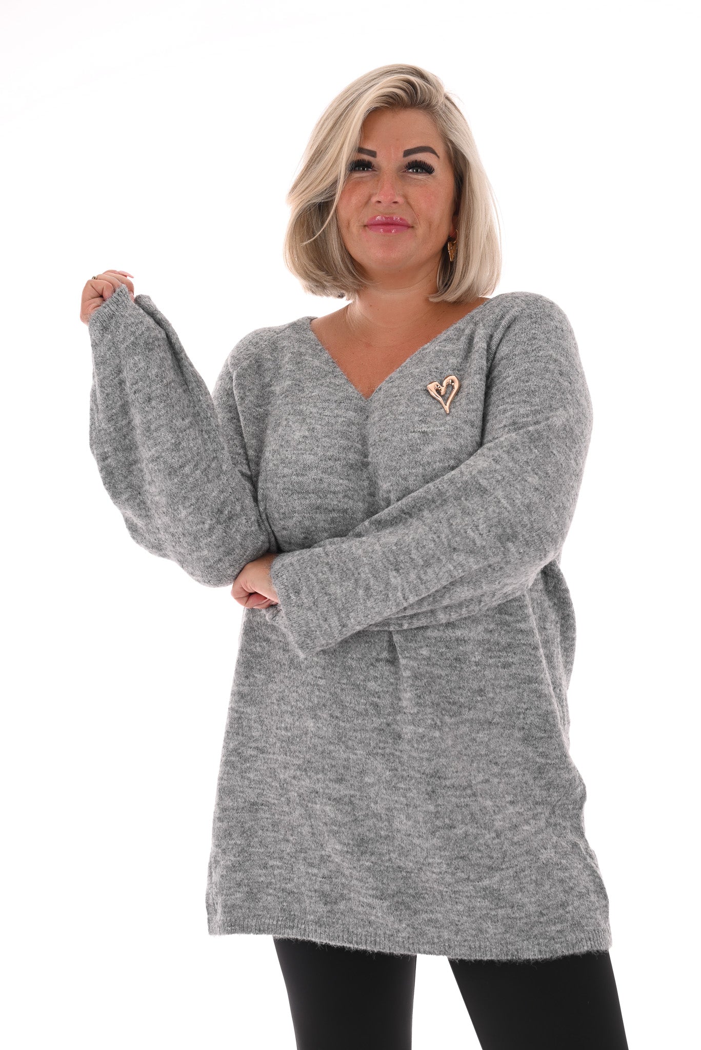 Trui v-hals lichtgrijs