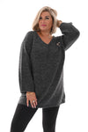 Trui v-hals donkergrijs