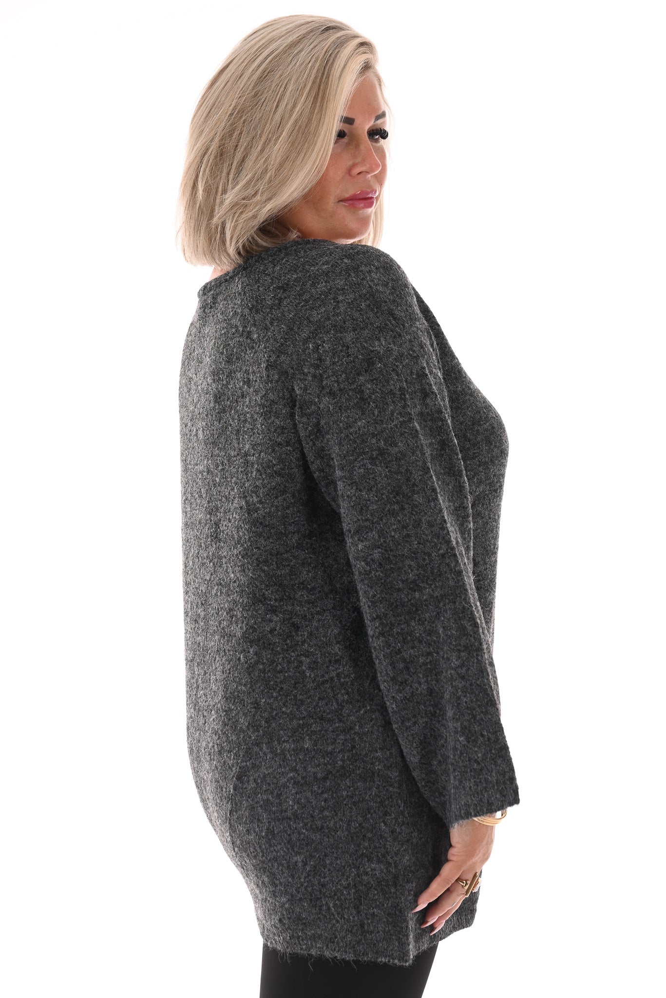 Trui v-hals donkergrijs