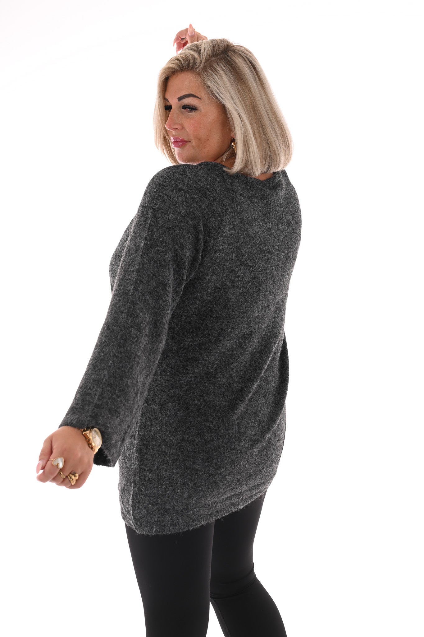 Trui v-hals donkergrijs