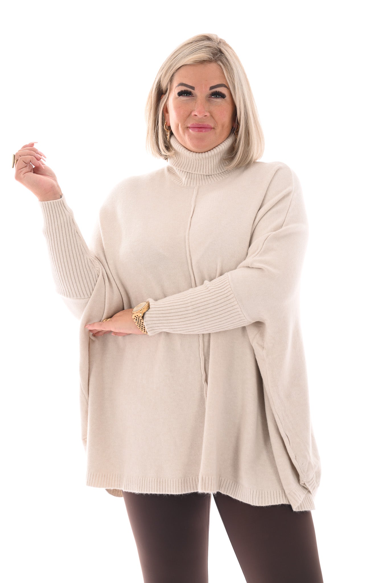 Tuniek met col en streep creme