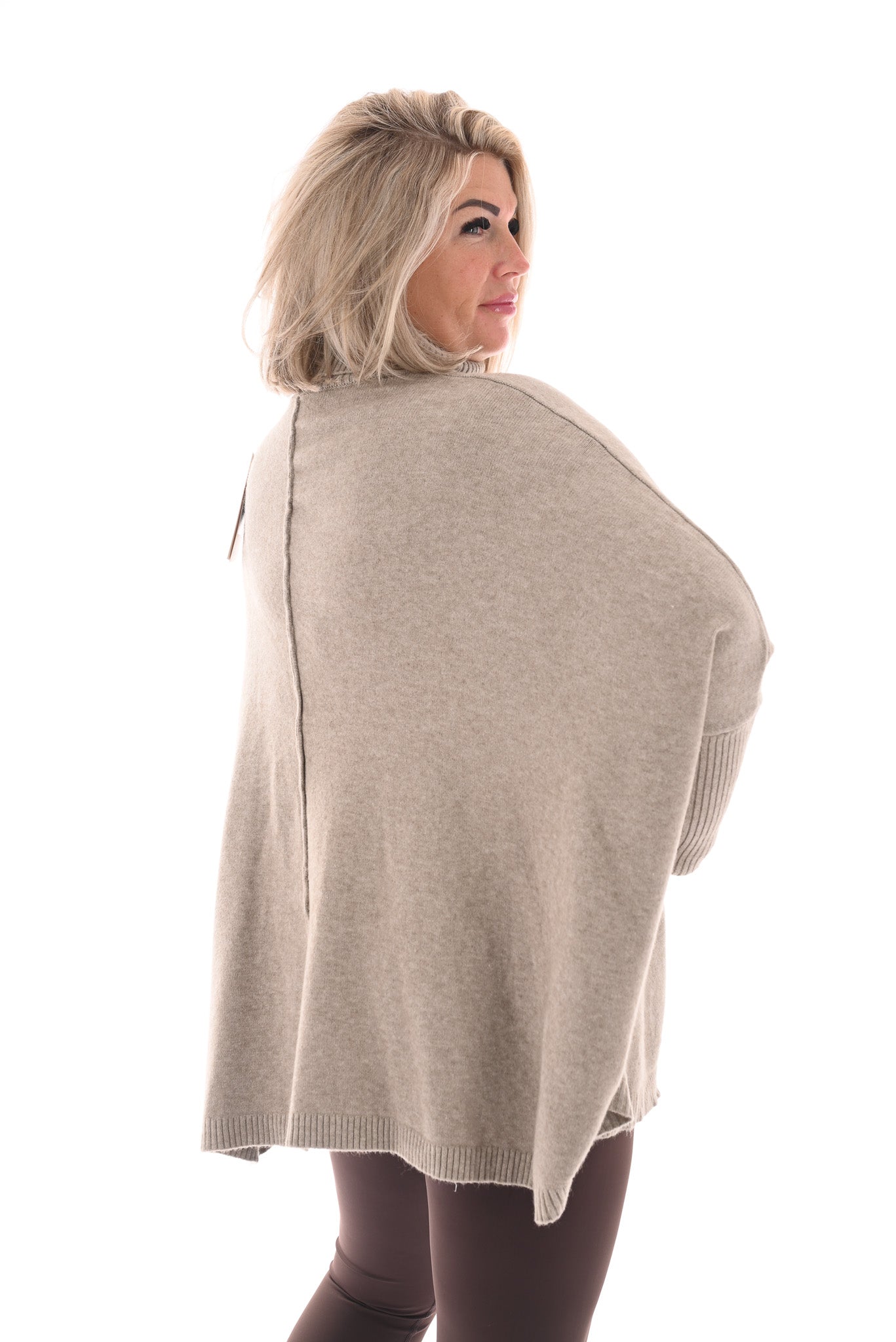 Tuniek met col en streep taupe