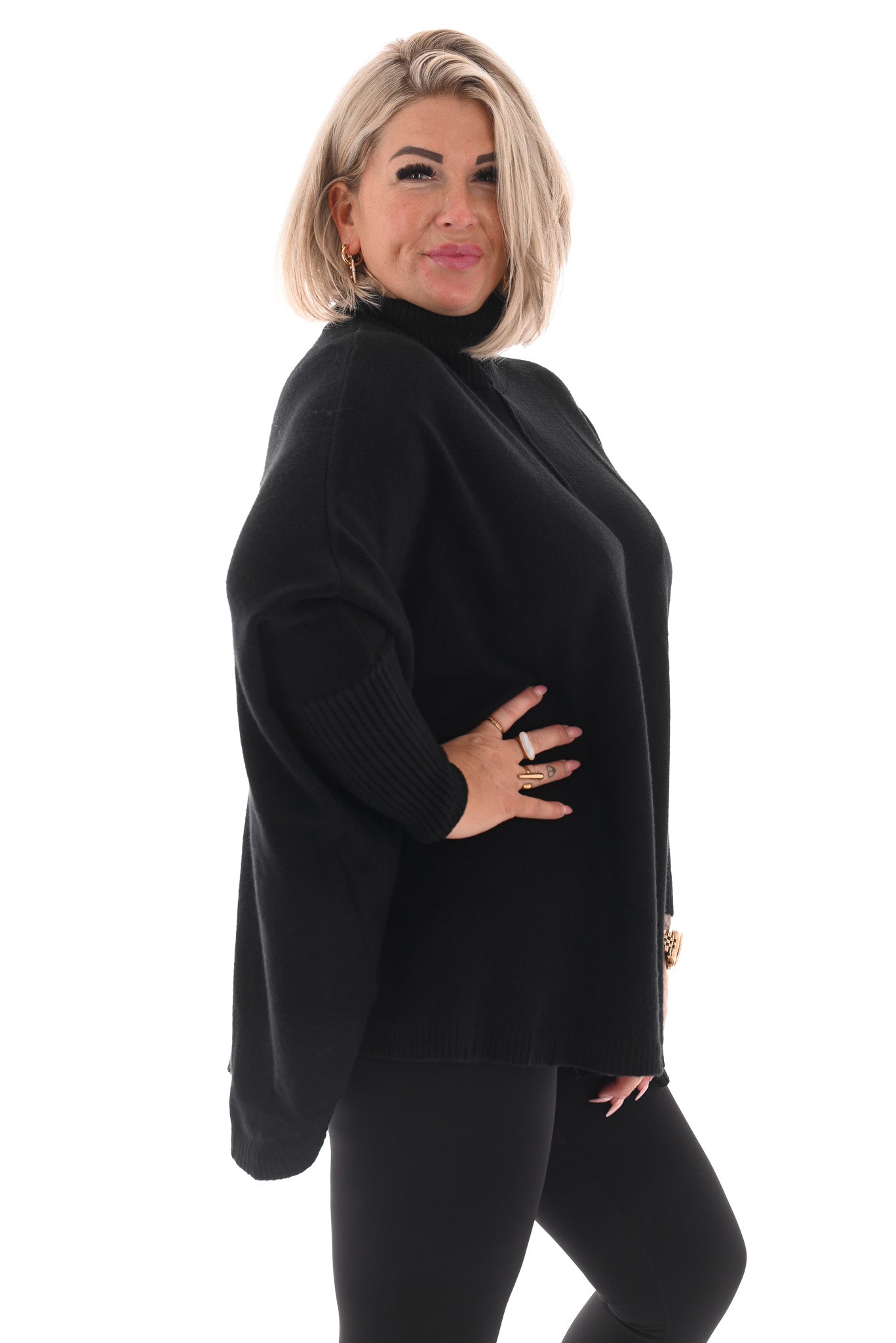 Tuniek met col en streep zwart