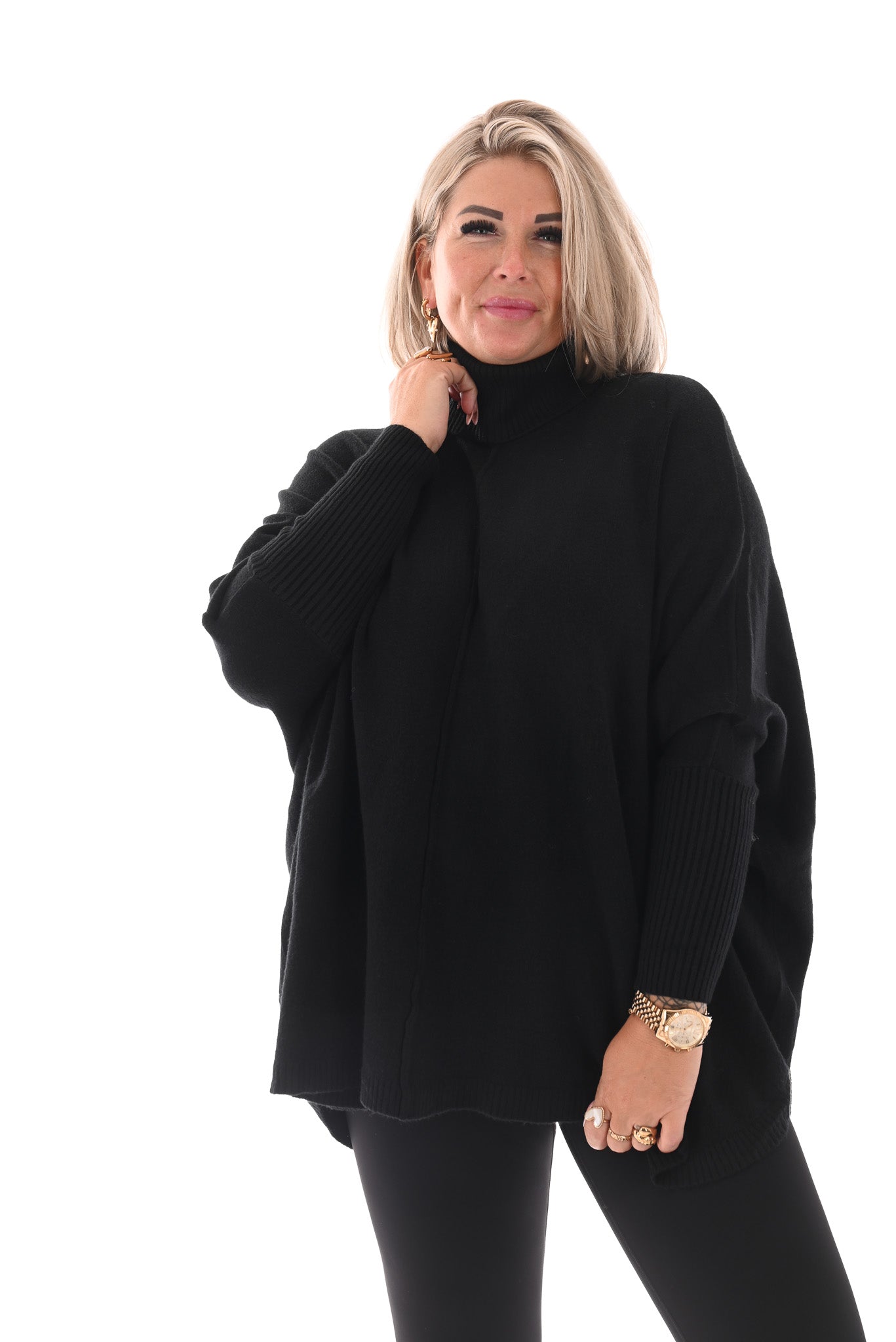 Tuniek met col en streep zwart