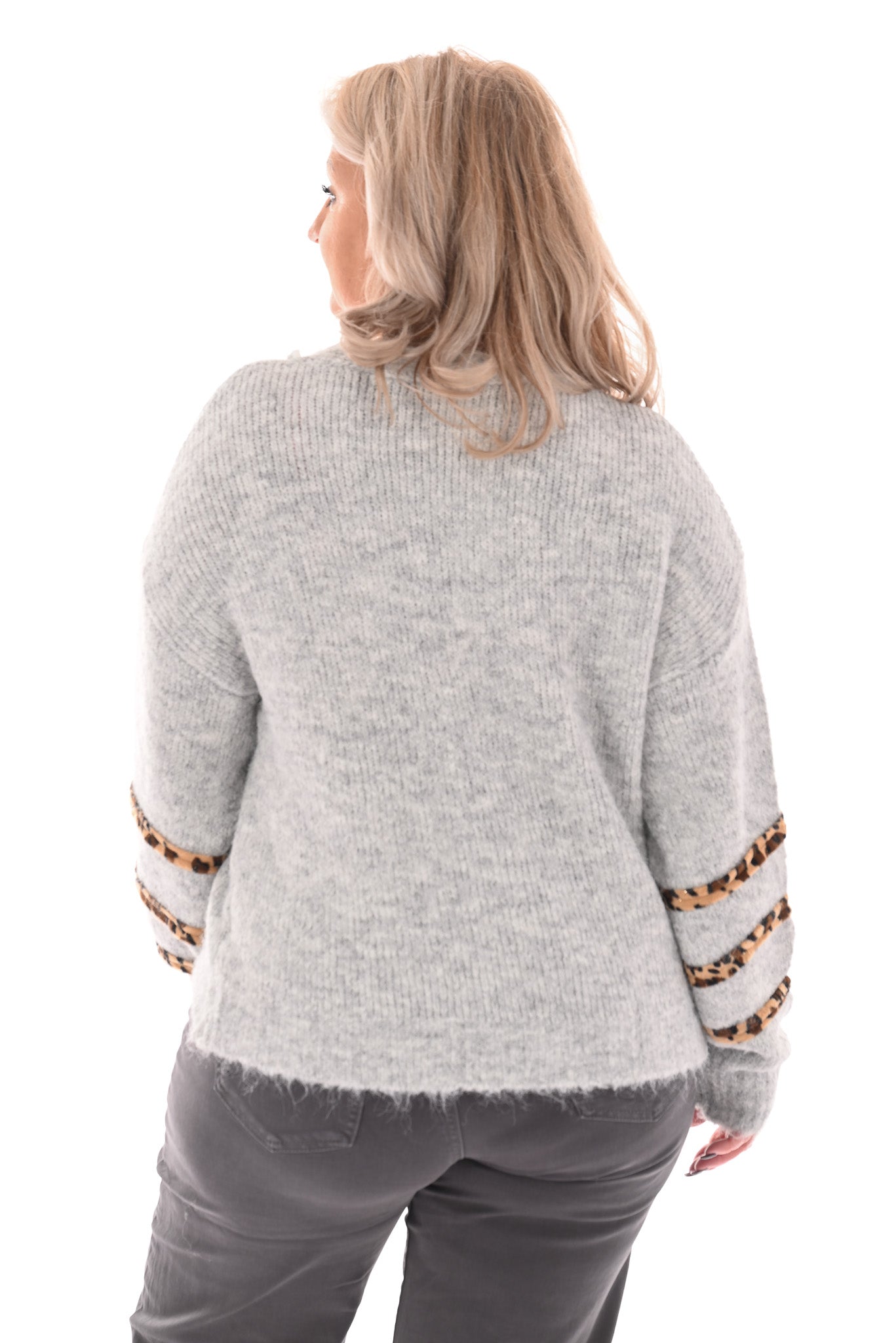 Vest doorknoop panter lichtgrijs