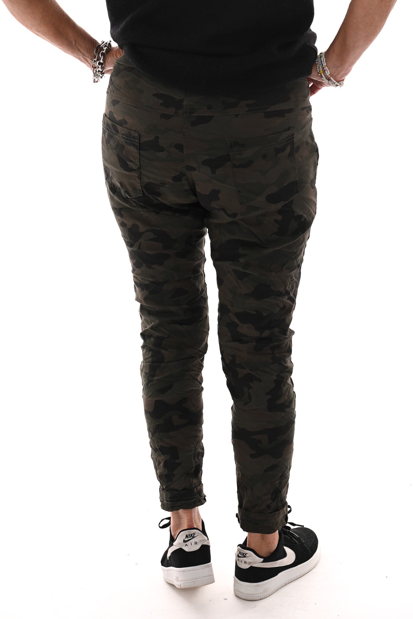 Stretchbroek camouflage legergroen