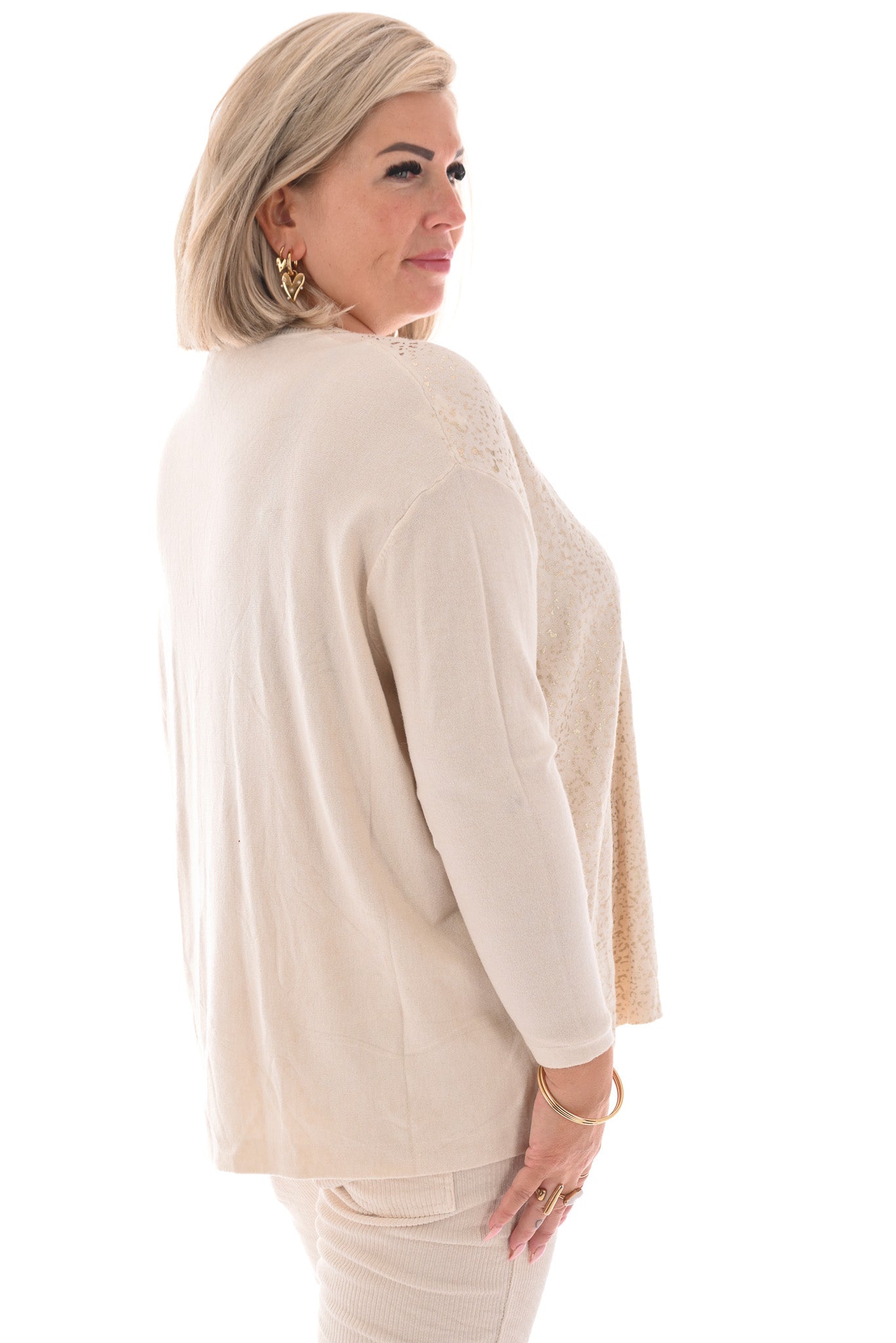 Trui gouden flakes creme